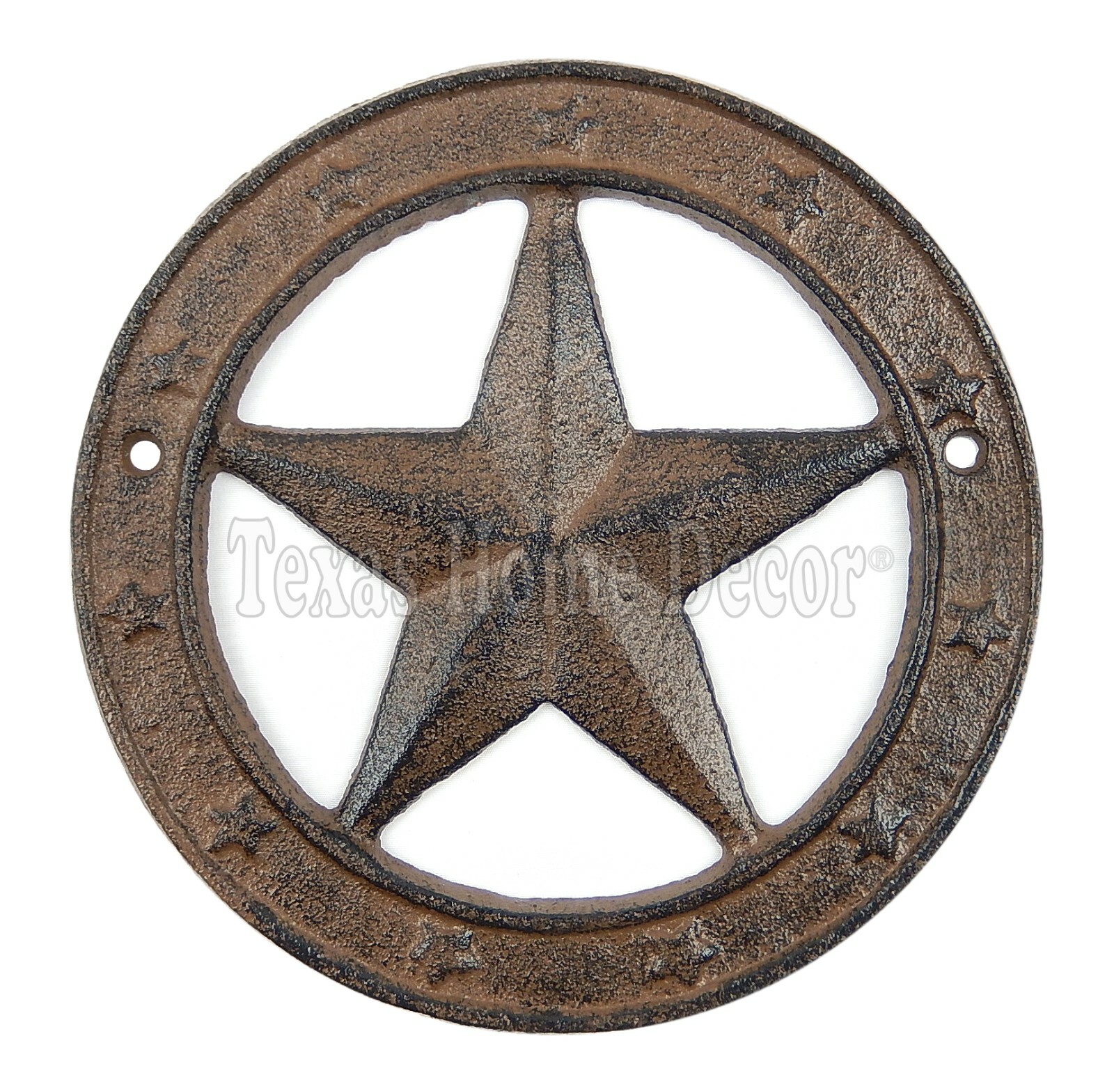Cast Iron Texas Star With Ring Western Barn Decor Rustic Antique Style 6.25″