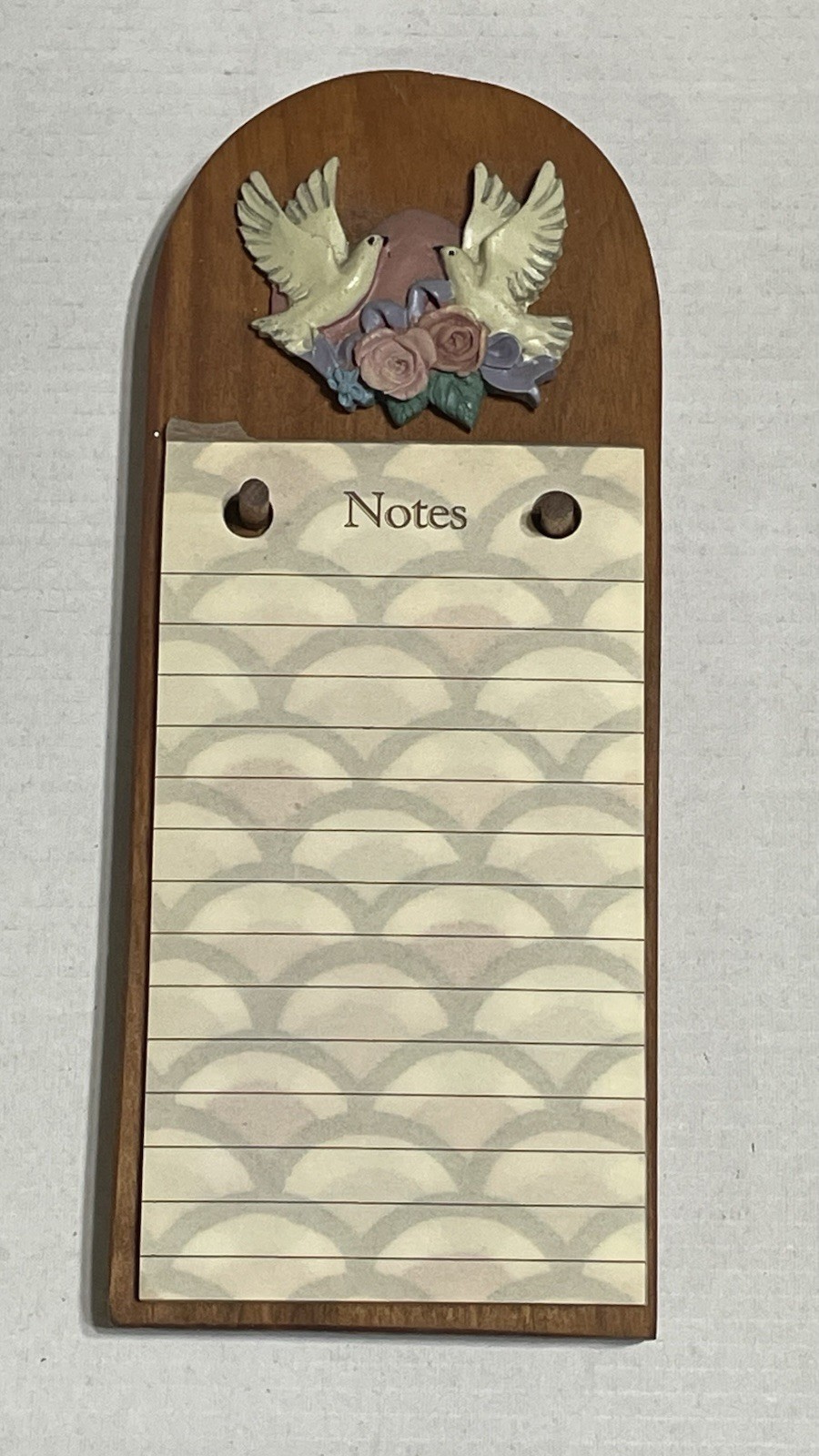 Vintage Hanging Wood Message Board w/ 2 White Doves & Pink Roses ￼