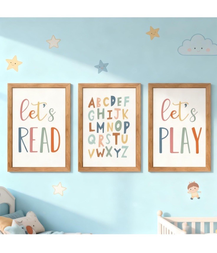 3 PCS Alphabet Framed Playroom Wall Decor,Classroom Must Haves Boho Educational