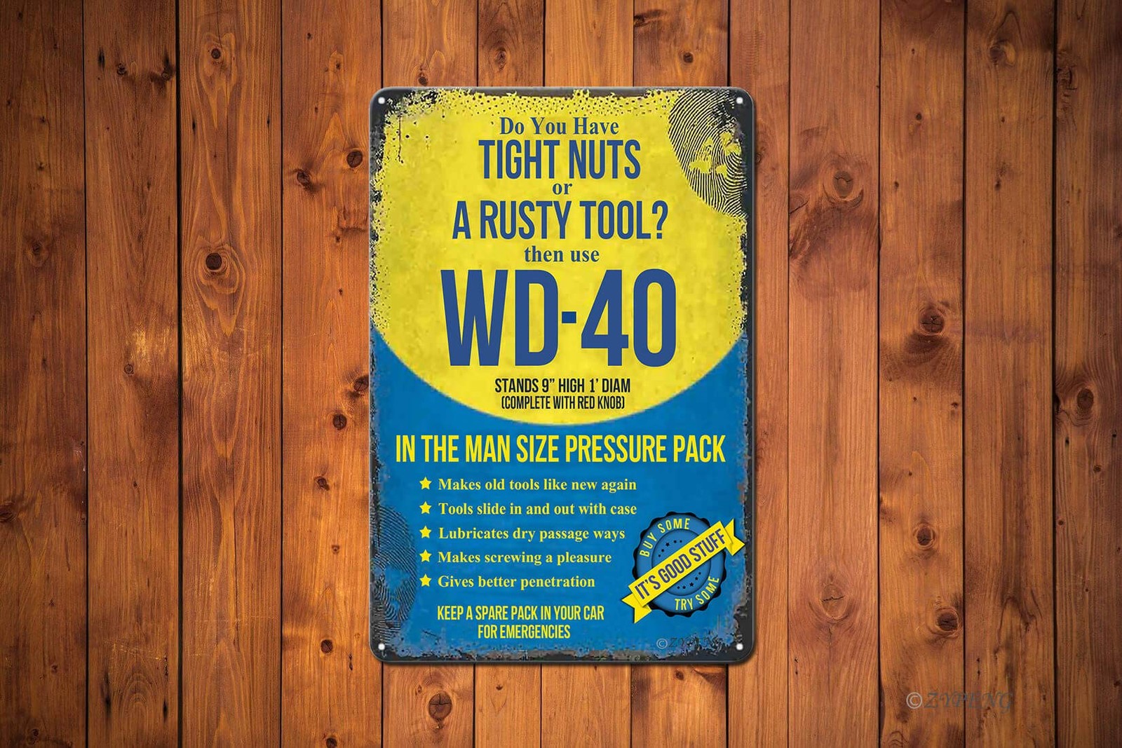 Metal Garage Sign, Do You Have Tight Nuts y Tool, Man Cave Decor, Yellow