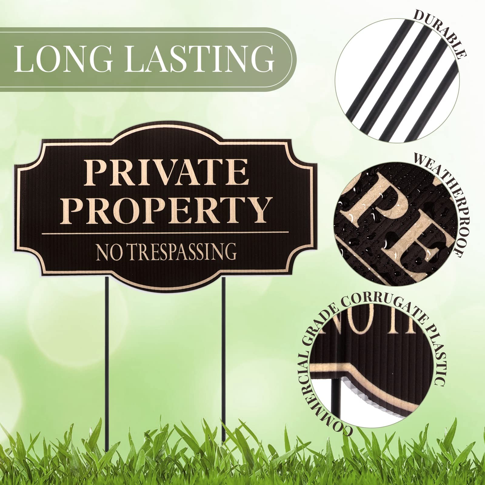 2-Pack No Trespassing Signs, 11.8 X 6.7 Inches, Private Property Decorative Sign