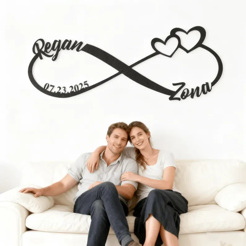 Personalized Infinity Love Metal Sign Custom Names Date Wedding Anniversary