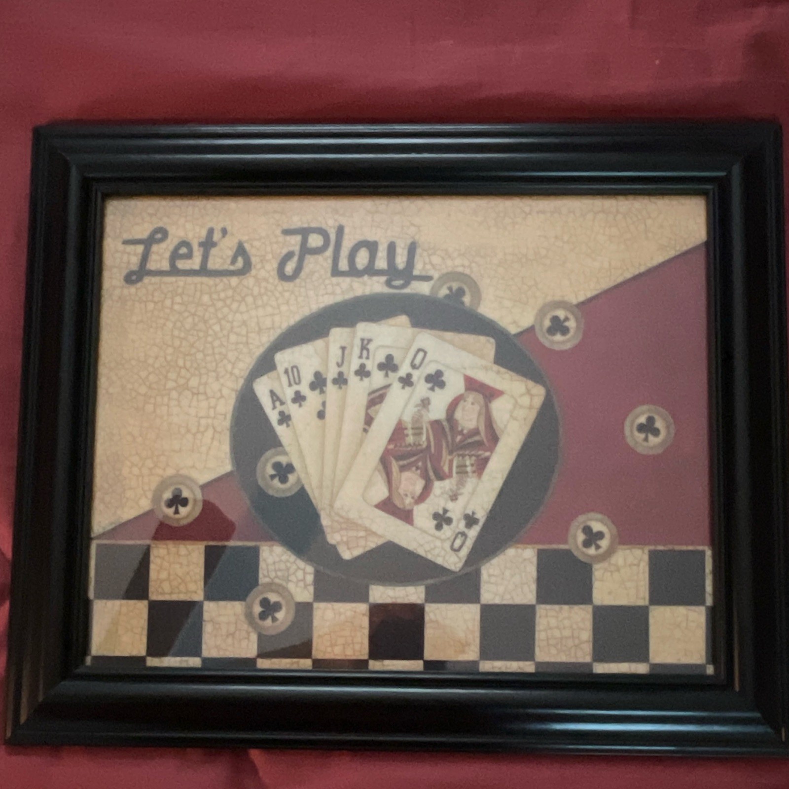 Homestudio Framed Wood Wall Plaque Let’s Play Playing Cards 11×14 MPN 38837