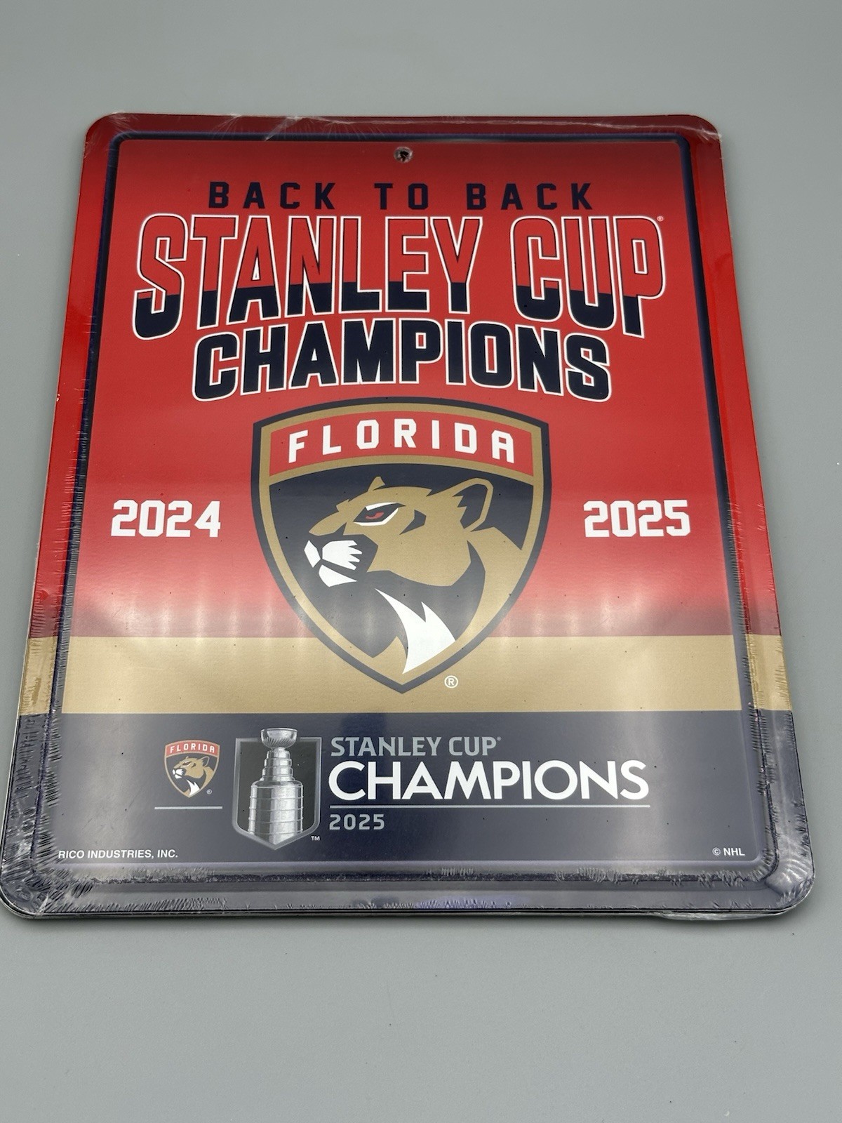 NHL Florida Panthers Back to Back Champions 2024-2025 8.5×11 Metal Wall Hanging