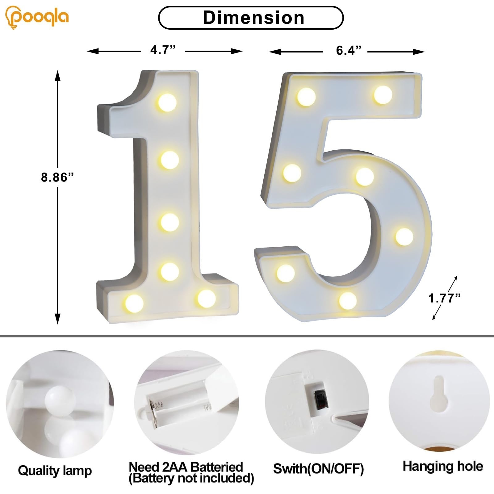 LED Light Up Marquee Numbers & Letters – White Plastic Sign for Party Decor, Bat