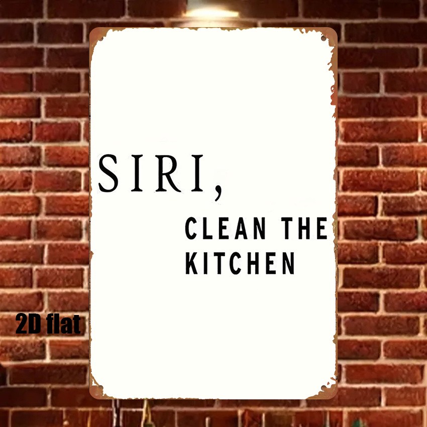 humorous dining room wall art “Siri Clean The Kitchen” retro funny plaque