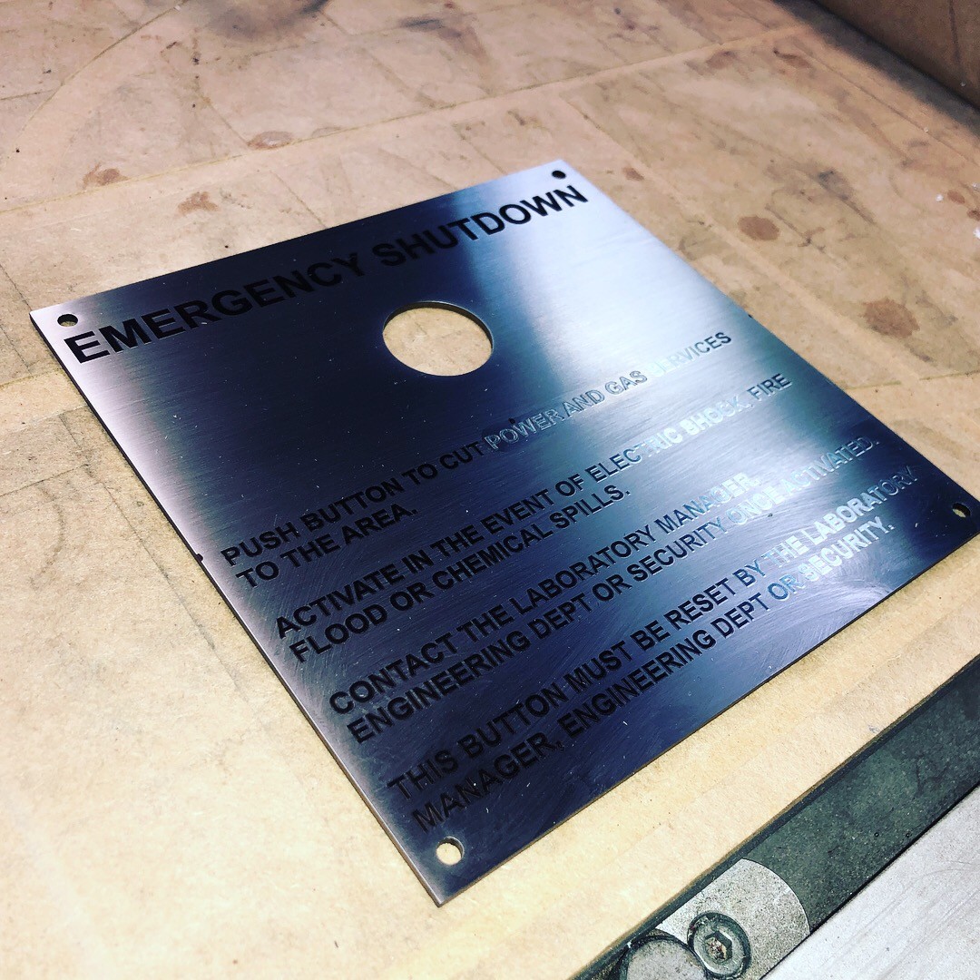 Signage Business Laser Cut and Etched Stainless Steel Size: 300mm x 300mm