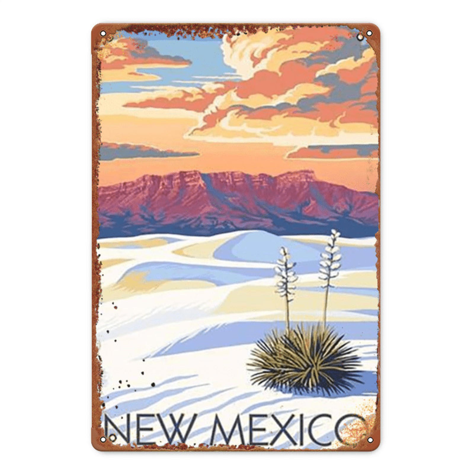 Vintage New Mexico Landscape Retro Metal Sign Southwest Travel Home Decoration
