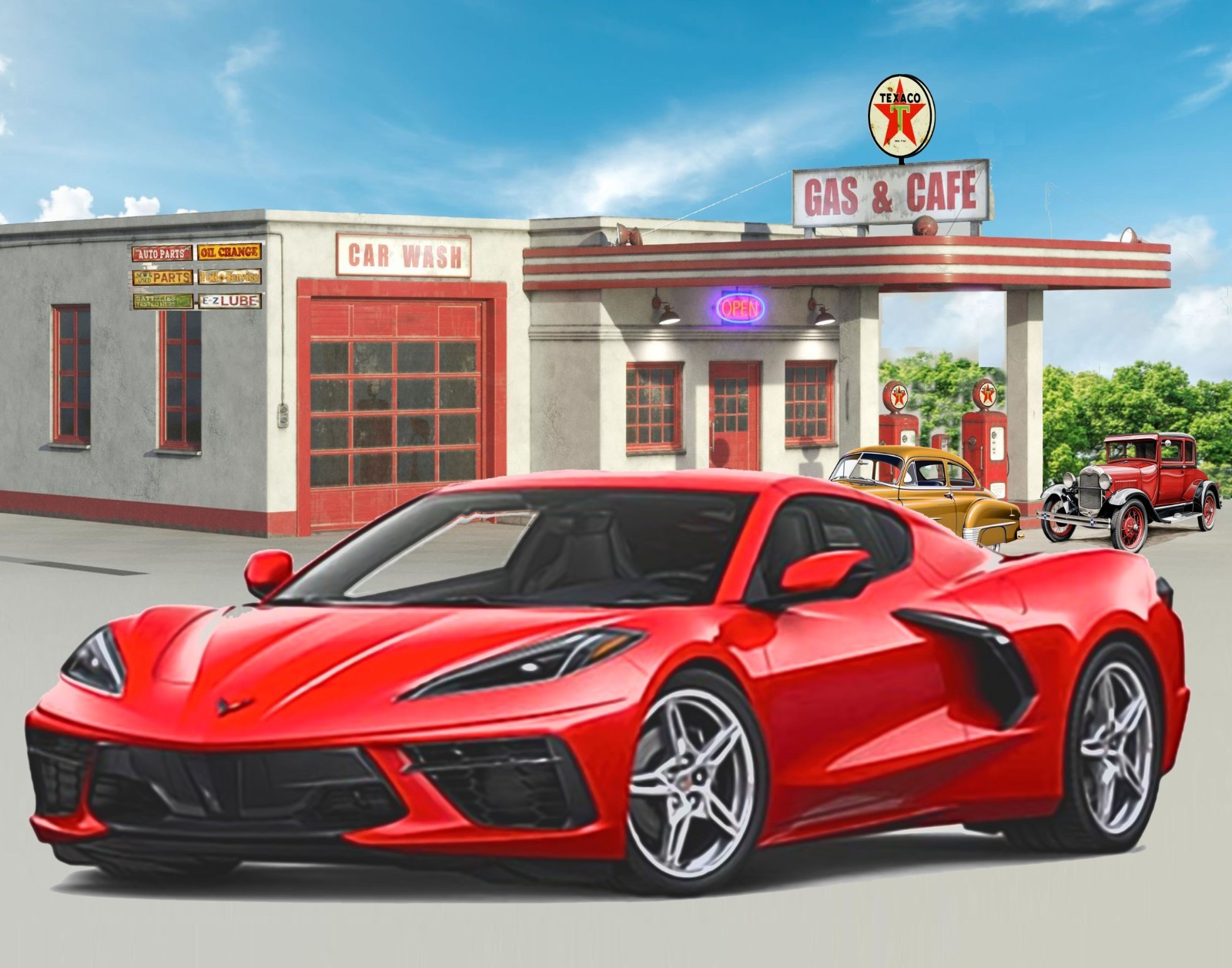 Muscle Car Corvette Choice Of Mouse Pad, Photo, Tin Sign, or Framed Painring