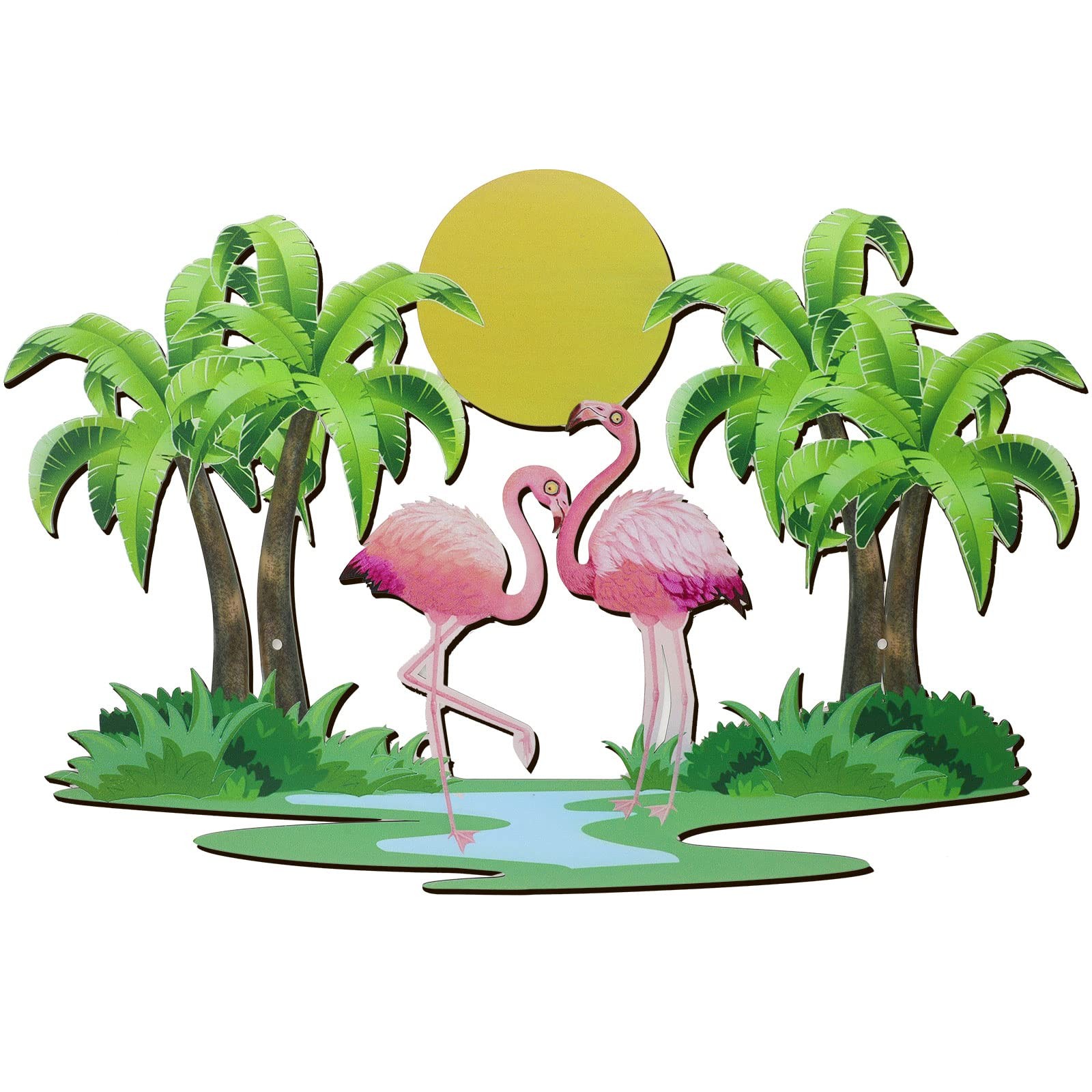 Taiyin Metal Flamingo Palm Tree Wall Art Decor Metal Porch Front Door Hanging…
