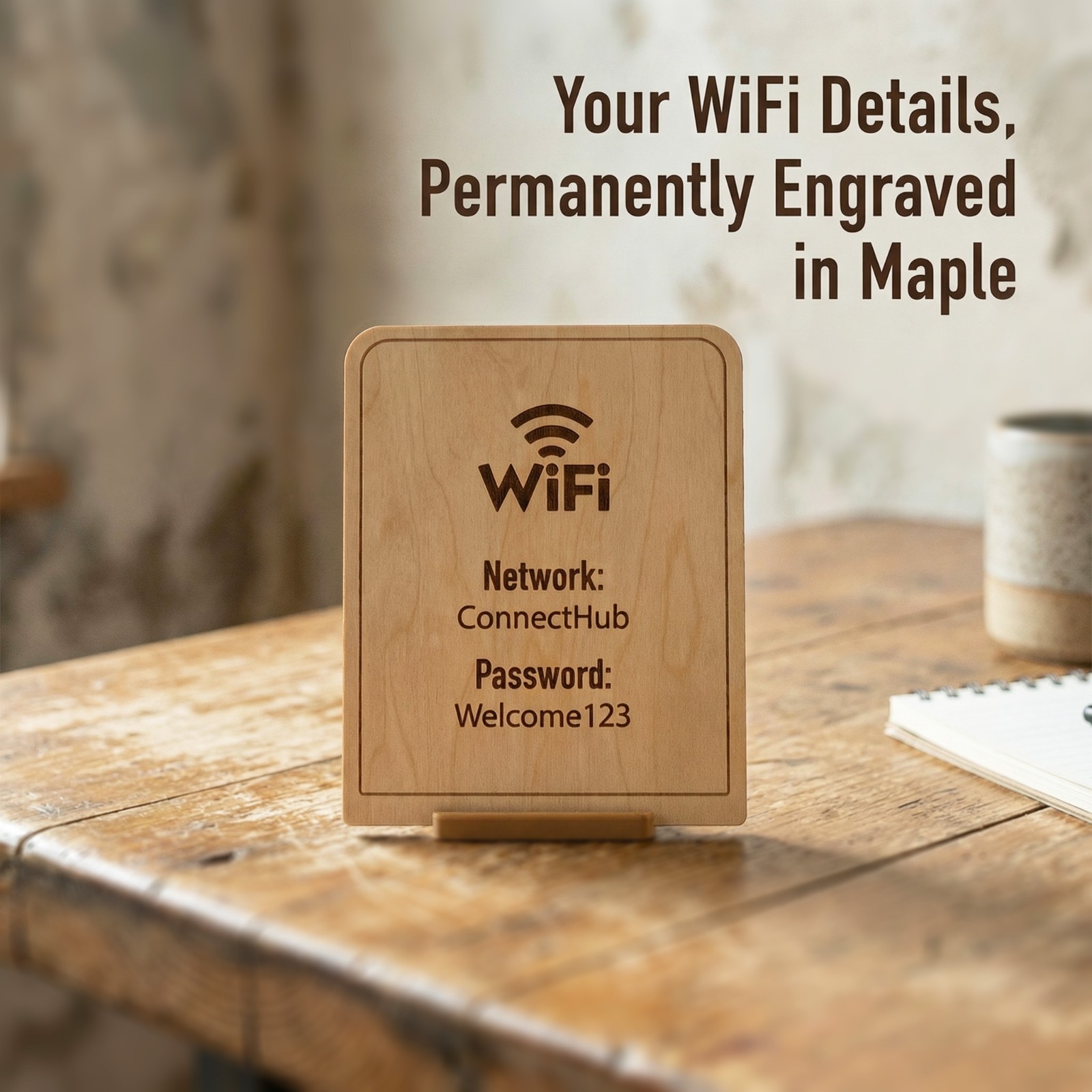 WiFi Password Sign 4 x 5″ – for Airbnb, Small Business, Rental, Salons, Restaura