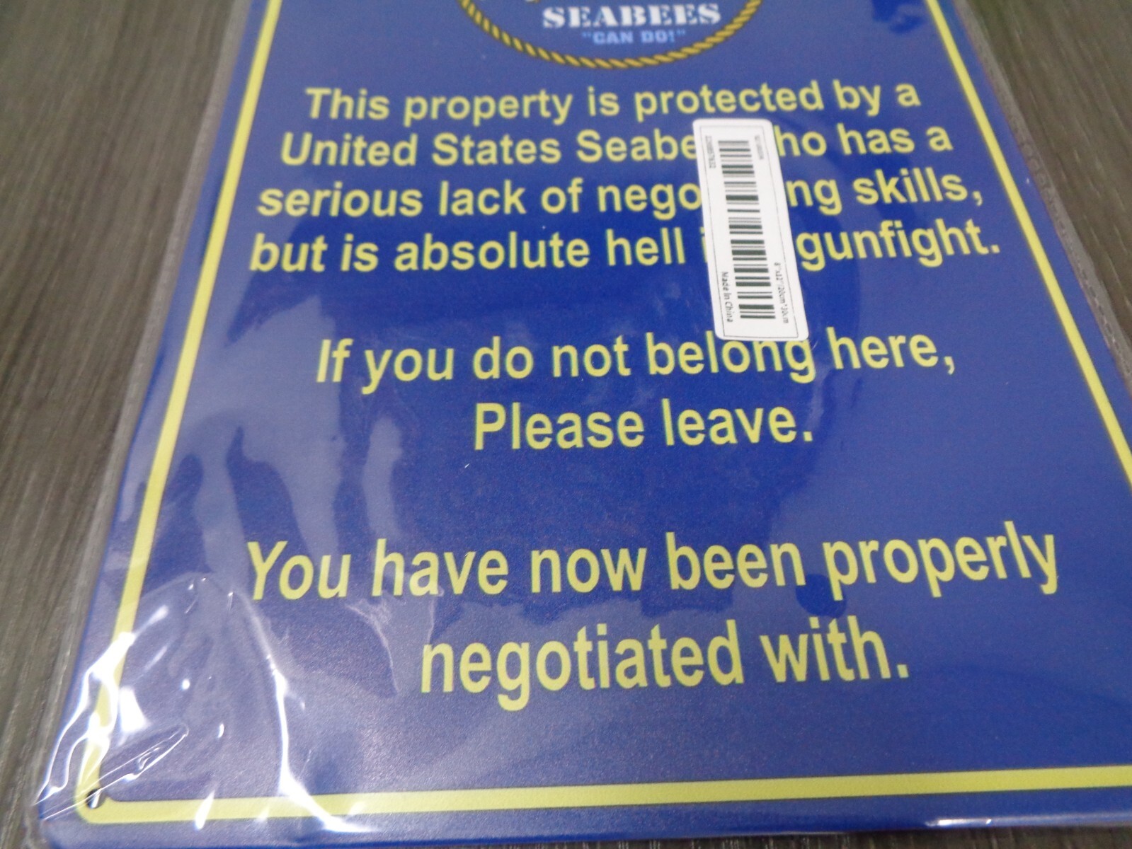 Property Protected by United States Seabee 12″ x 8″ Metal Sign NEW
