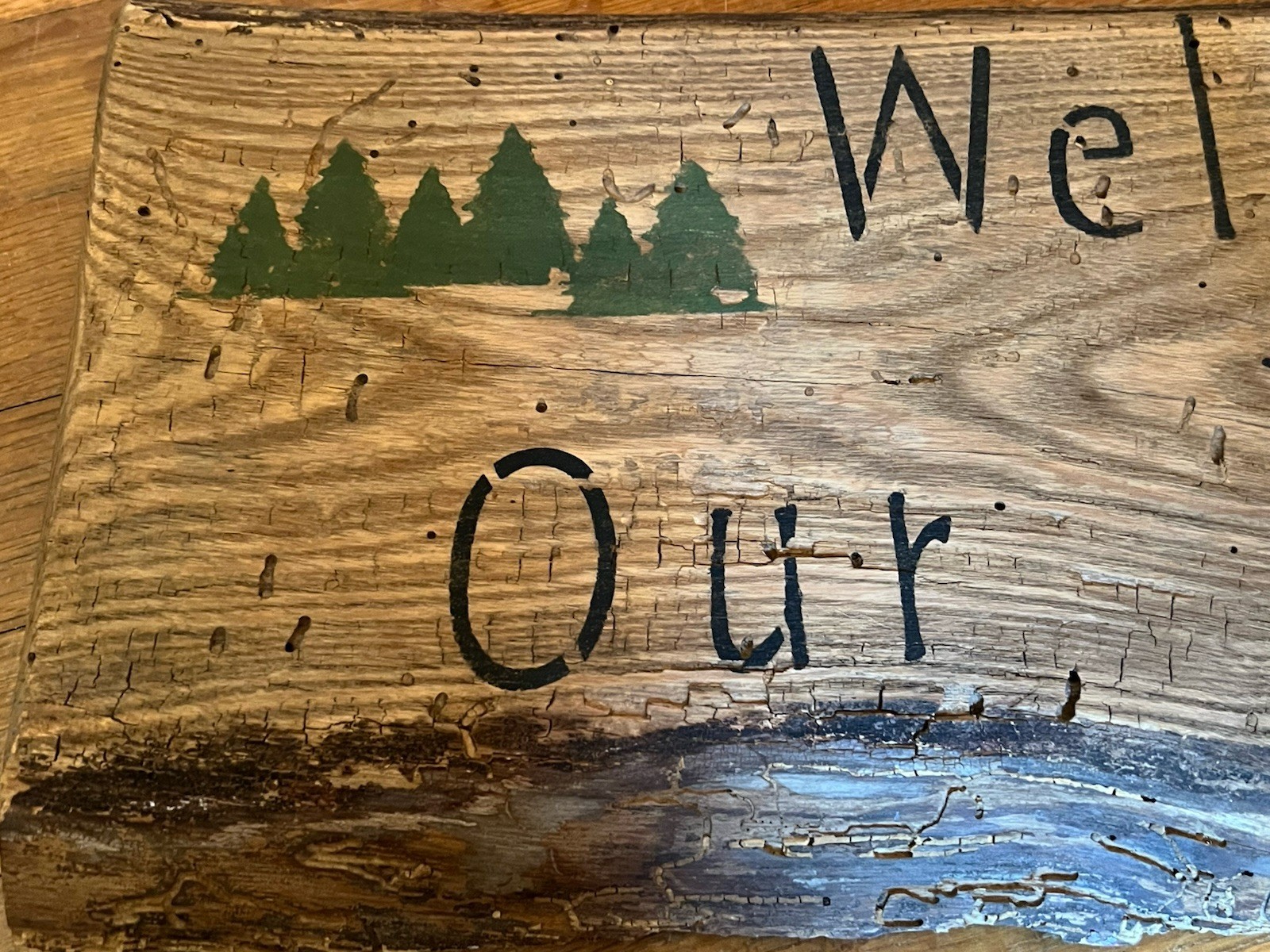 Cabin Wall Decor Welcome Sign Board Rustic Camping Moose Trees Painted