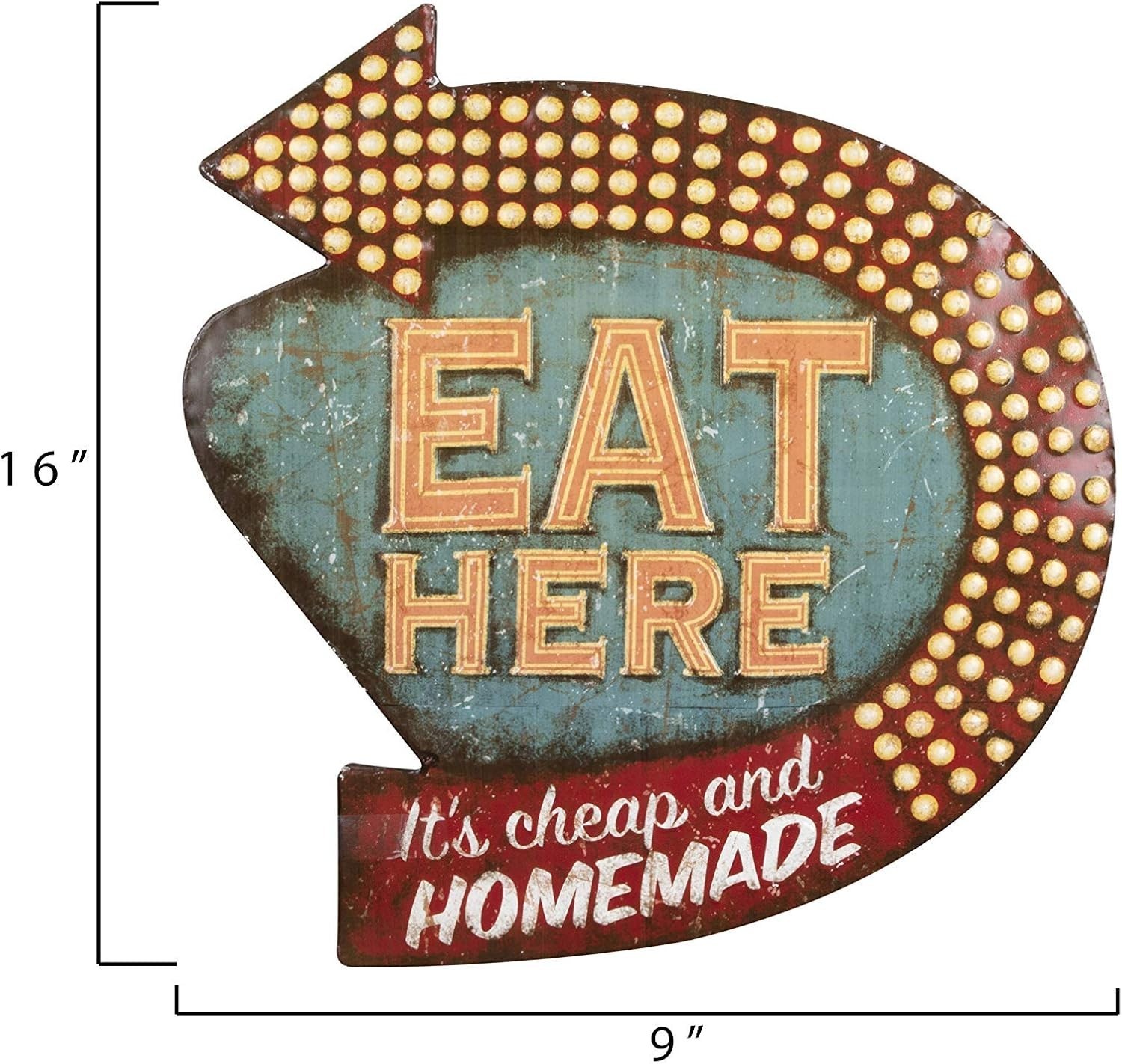 Fun Retro Wall Decor – Multicolor “Eat Here” Sign