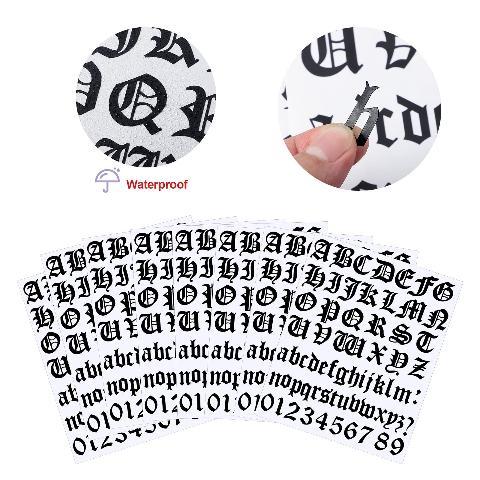 8 Sheets Letters Stickers Vinyl Old English Alphabet Number Stickers Self Adh…