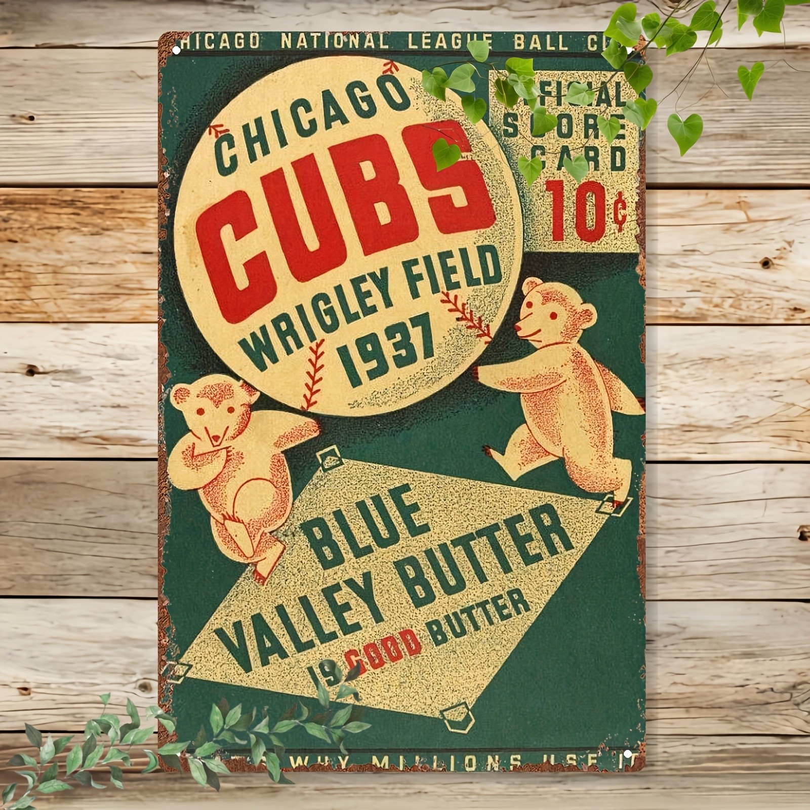 Vintage 1937 Baseball Poster – Wrigley Field Retro 8*12 Tin Metal Signs