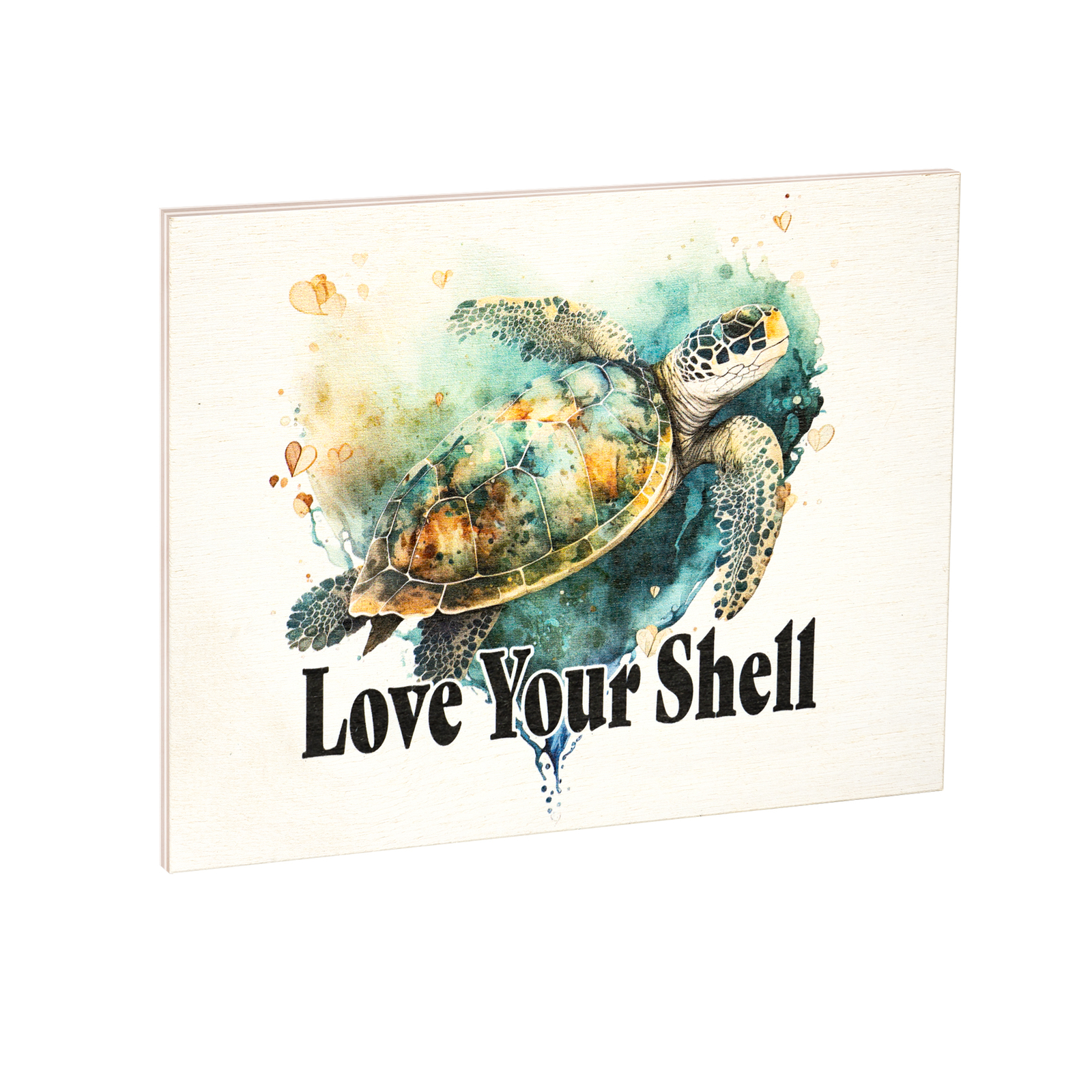 JennyGems Sea Turtle Decor, Love Your Shell Wooden Sign, Inspirational Quote