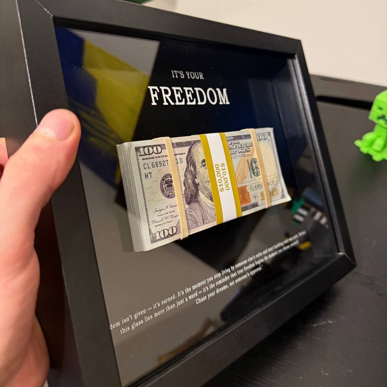 Motivational Money Frame – $10,000 Framed Cash, Office Decor and Business Gift