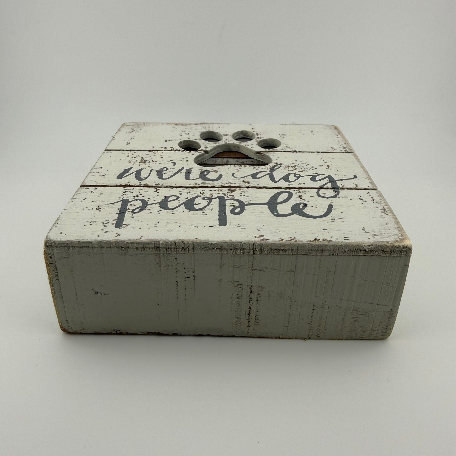 Primitives by Kathy Hand-Lettered Slat Box Sign, We’re Dog People, 5 x 5 inches