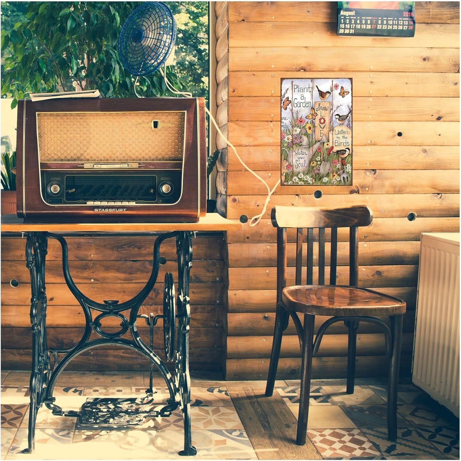 Funny Flowers Birds Metal Sign, Metal Country Rustic Tin Sign, Plant a Garden Wa