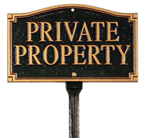 Whitehall “Private Property” Statement Plaque, Black / Gold