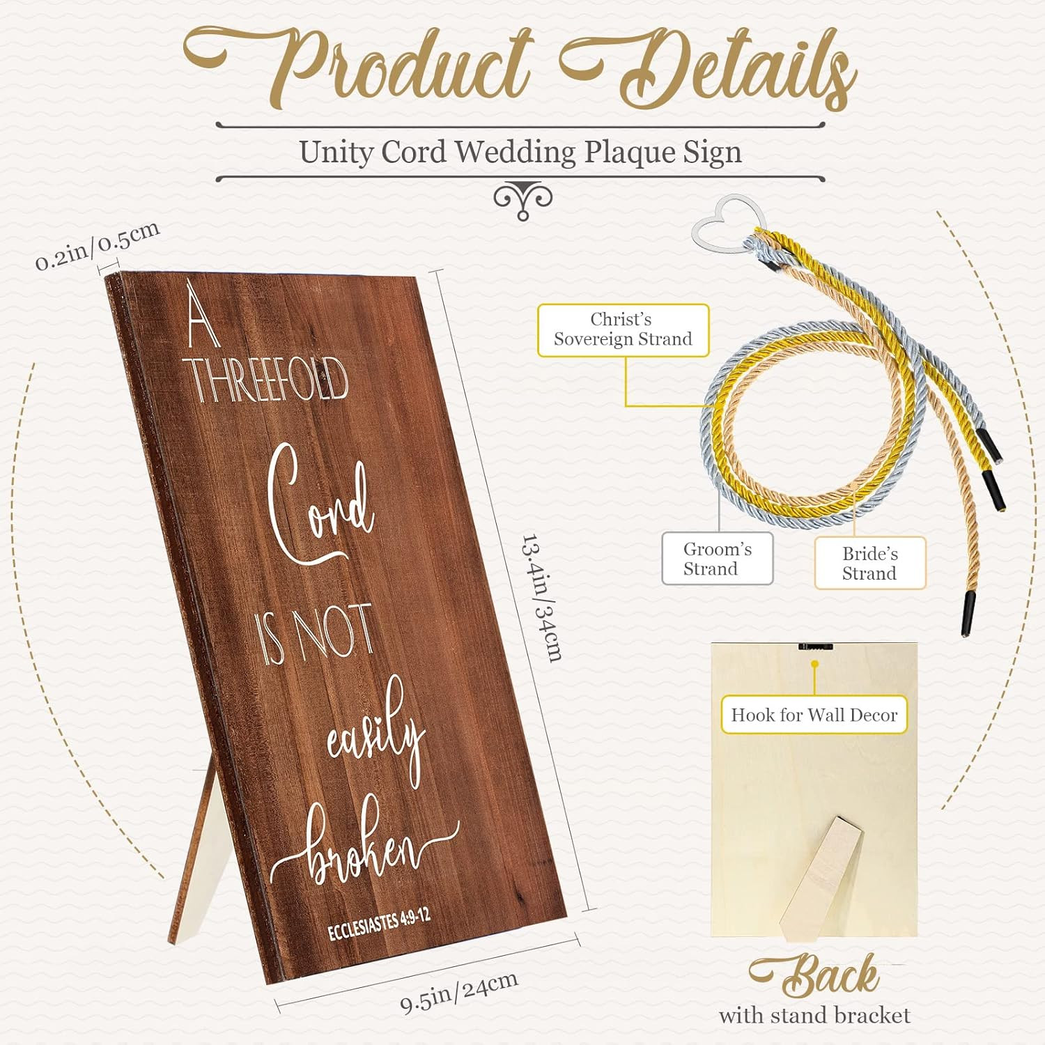 Wedding Gift a Cord of Three Strands a Threefold Cord Unity Sign Marriage Art Wo