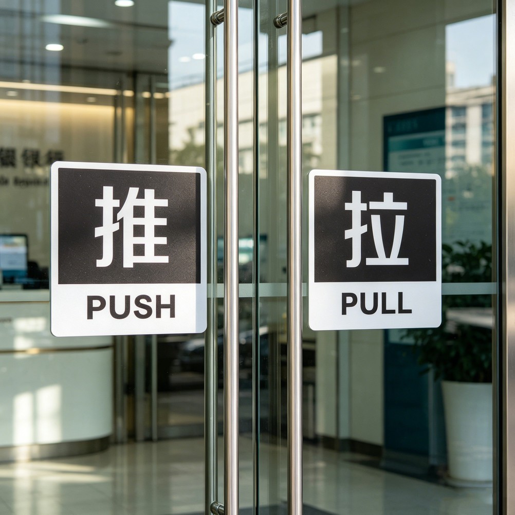 4Pcs Strong Adhesion Push Pull Door Labels Aluminum Plastic Stickers for Office