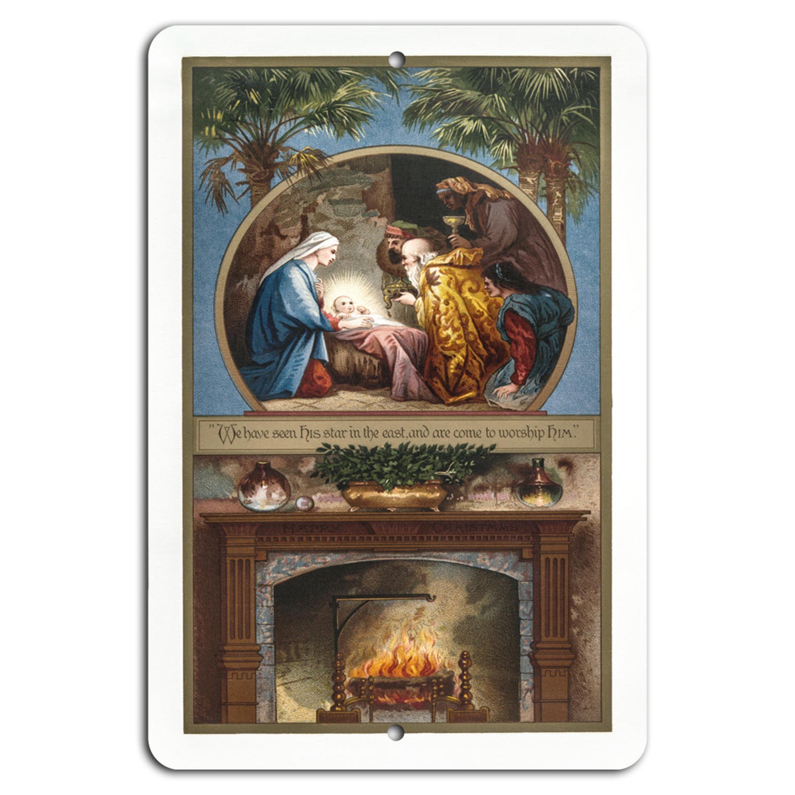 Vintage Nativity Sign BanginPrints Handmade Aluminum Rustic Christmas