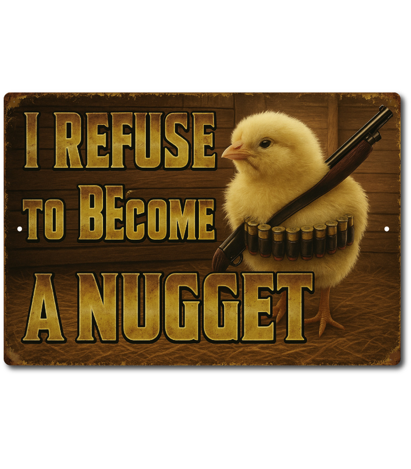 Funny Farm Chicken Sign I Refuse to Become a Nugget 12×8 Aluminum Tin Sign