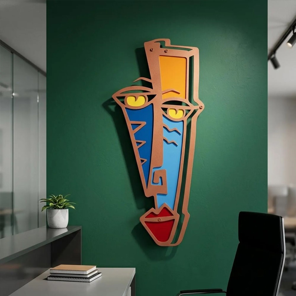 Metal Wall Art Face Home Decor Steel Sign Minimal Face Line House Decoration