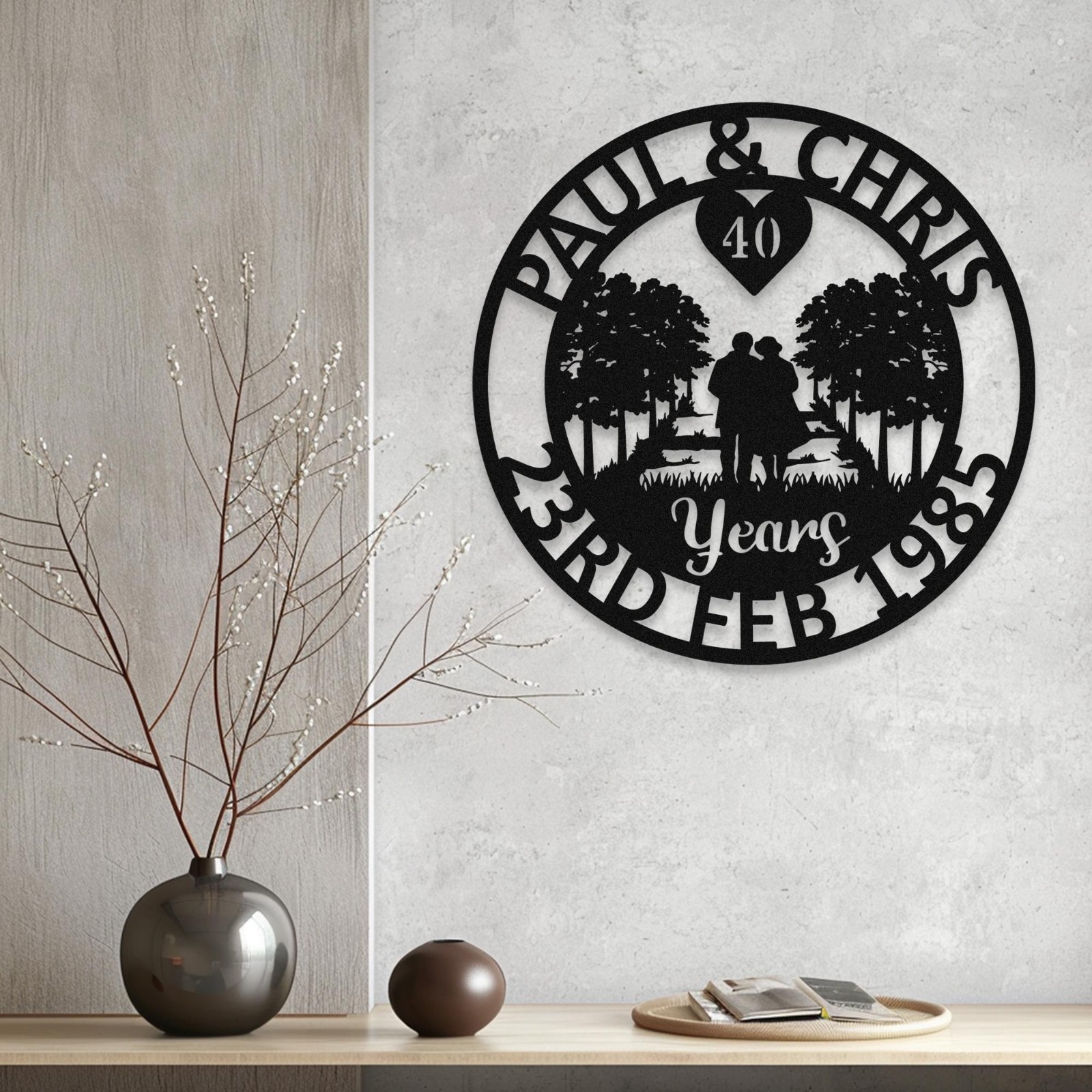 Personalized Anniversary Metal Wall Art, Custom Couple Years Sign