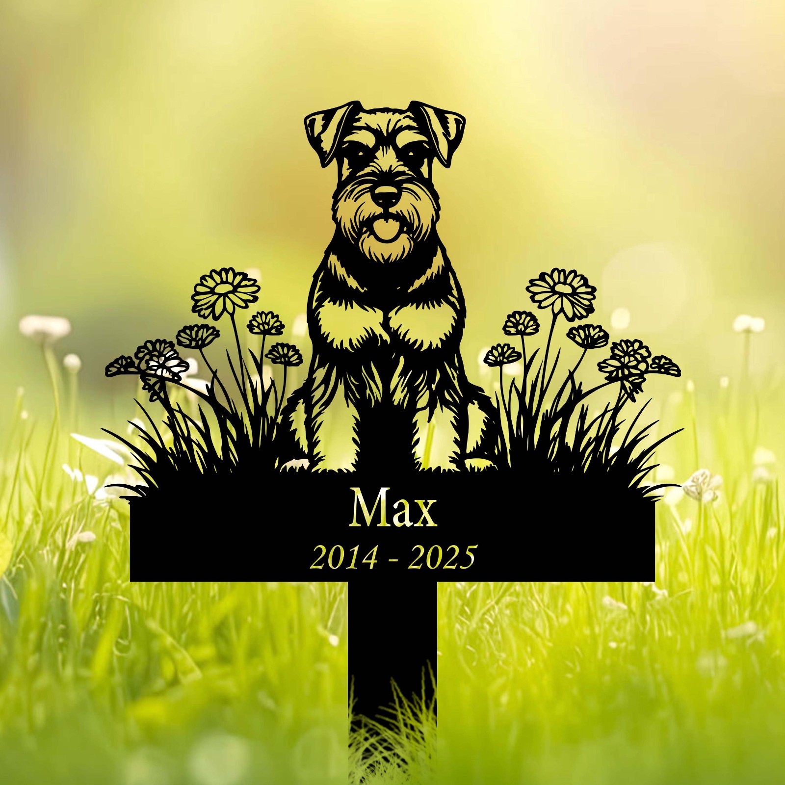 Personalized Miniature Schnauzer Dog Metal Memorial Garden Stake