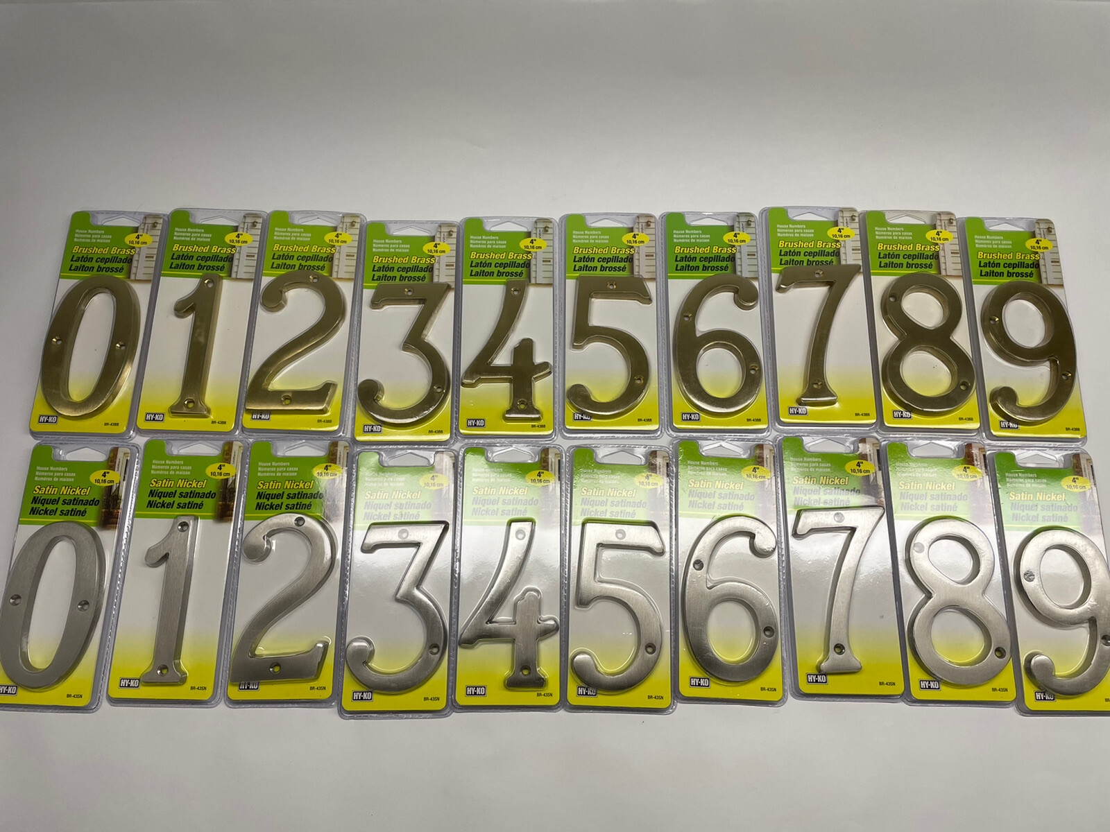 HYKO 4” HOUSE NUMBER | Brushed Brass or Satin Nickel |BR-43SN / BR43BB | 0-9
