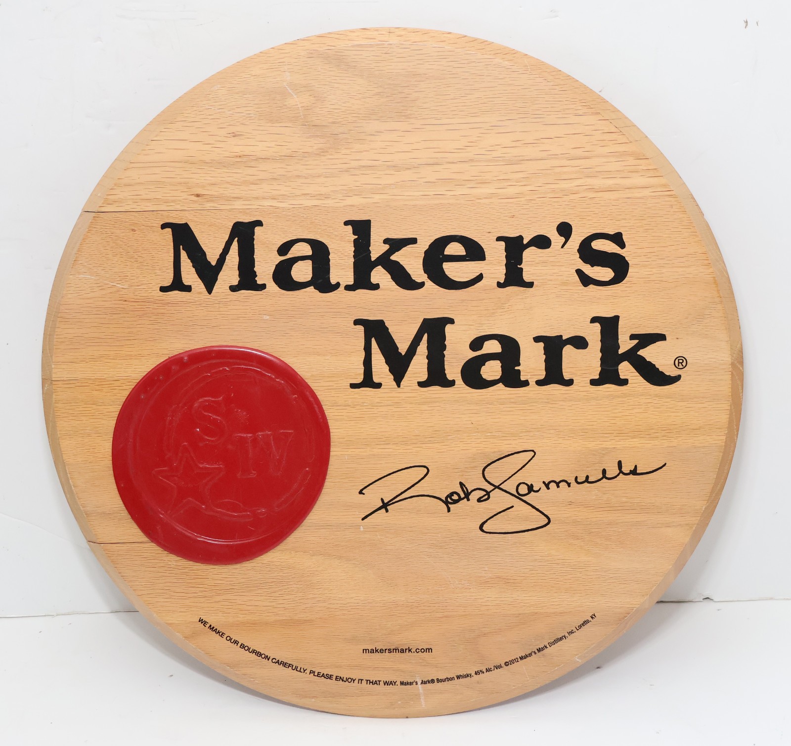 Makers Mark Authentic Bar Decor Bourbon Whiskey Barrel Lid Wood Wall Art