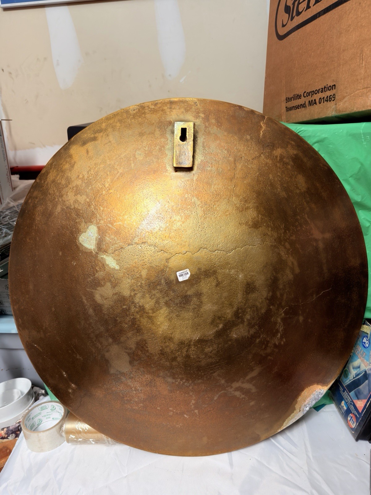 Crate & Barrel Metal Disc Wall Art, Large Decorative Wall Hanging – See Damage