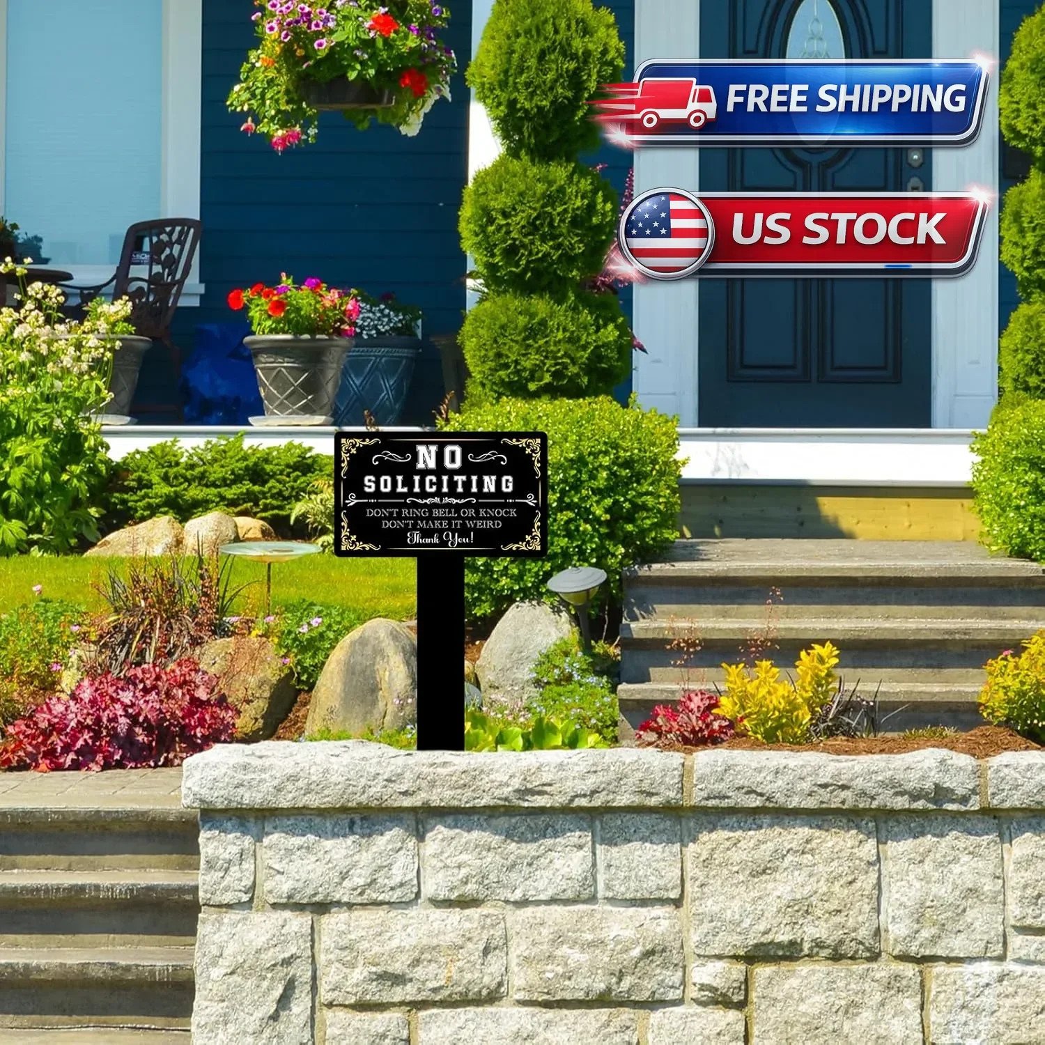 Private Property No Trespassing for House Yard No Soliciting No Loitering Signs