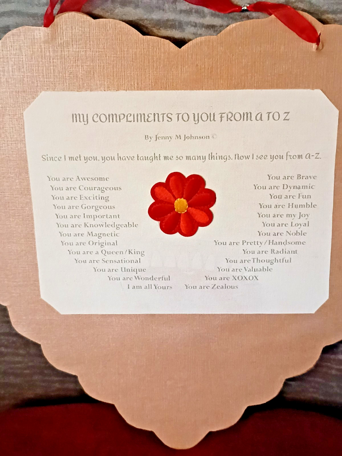 Big Heart Wall art Plaque/Sign Embellished Home Decor Poem two 3D Showbox