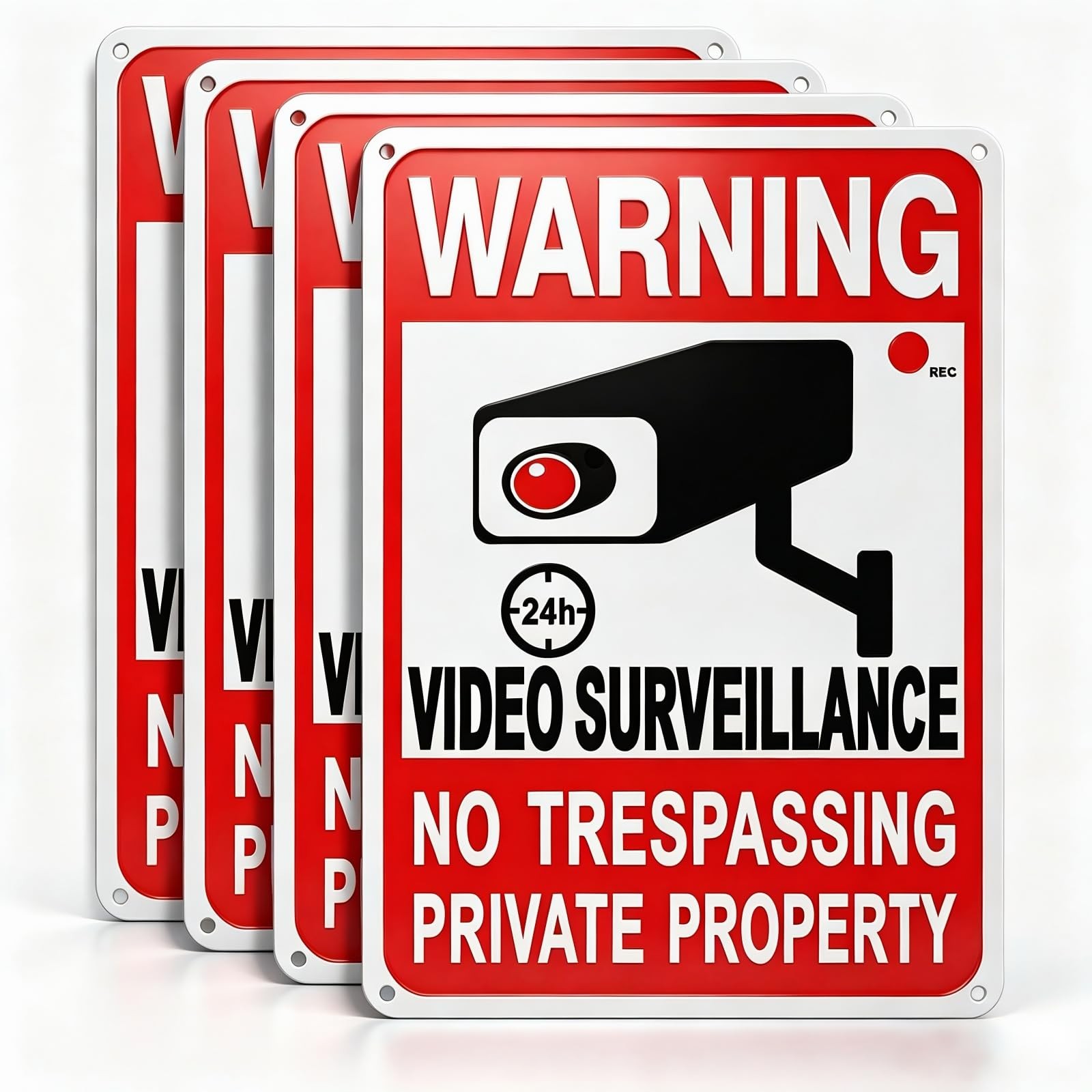 4 Pack Private Property No Trespassing Sign, Rustproof Aluminum 24Hour Video …