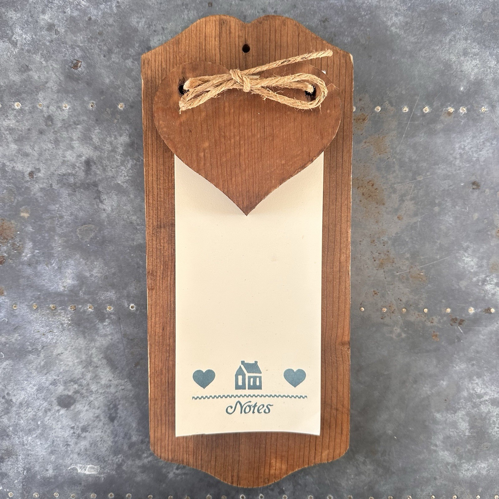 Vintage Wood Heart Grocery List Wall Hanging Pad Cottage Core Farmhouse Kitchen