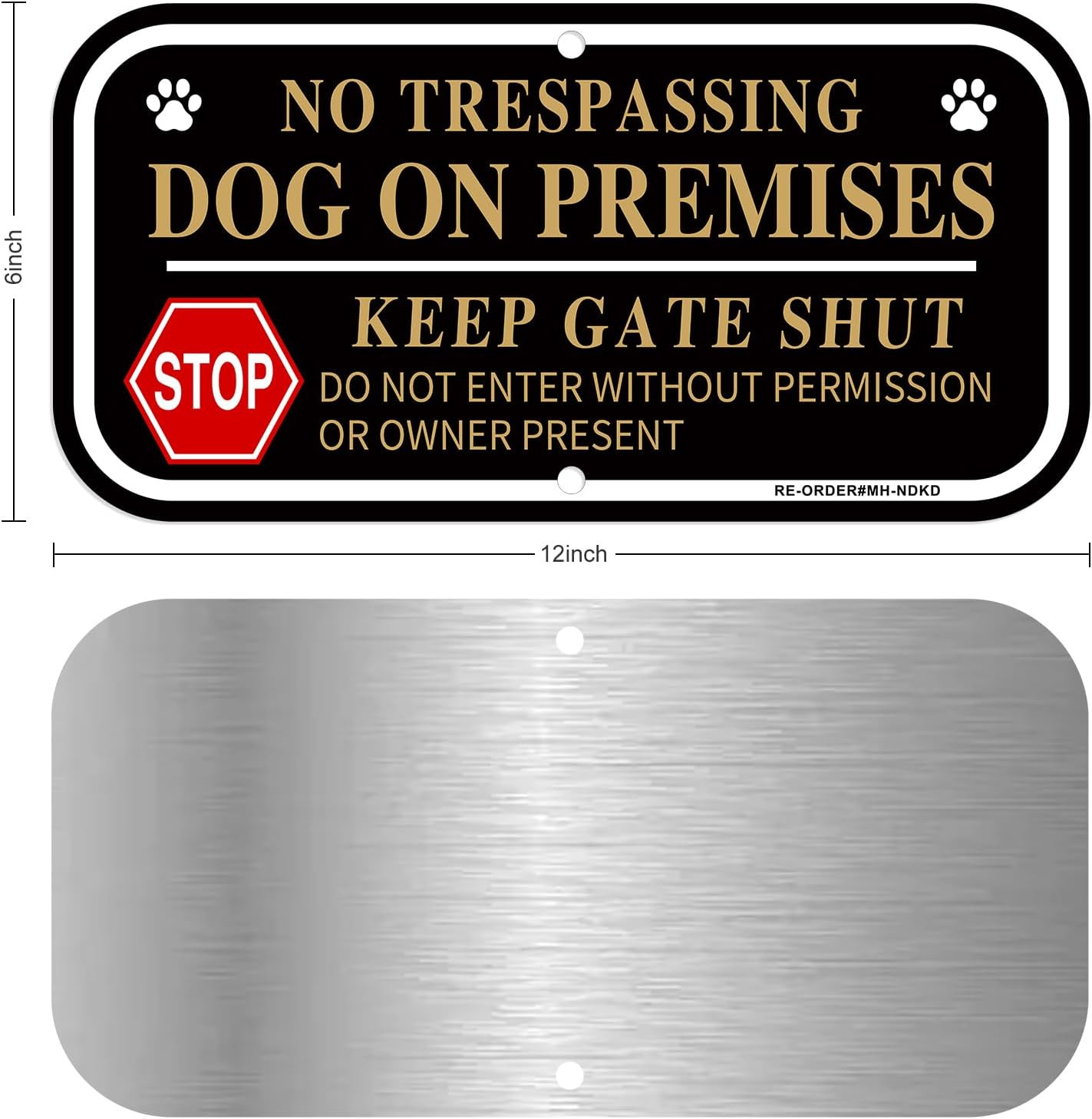 No Trespassing Dog on Premises Signs, 2 Pack Dog on Premises Keep Gate Shut