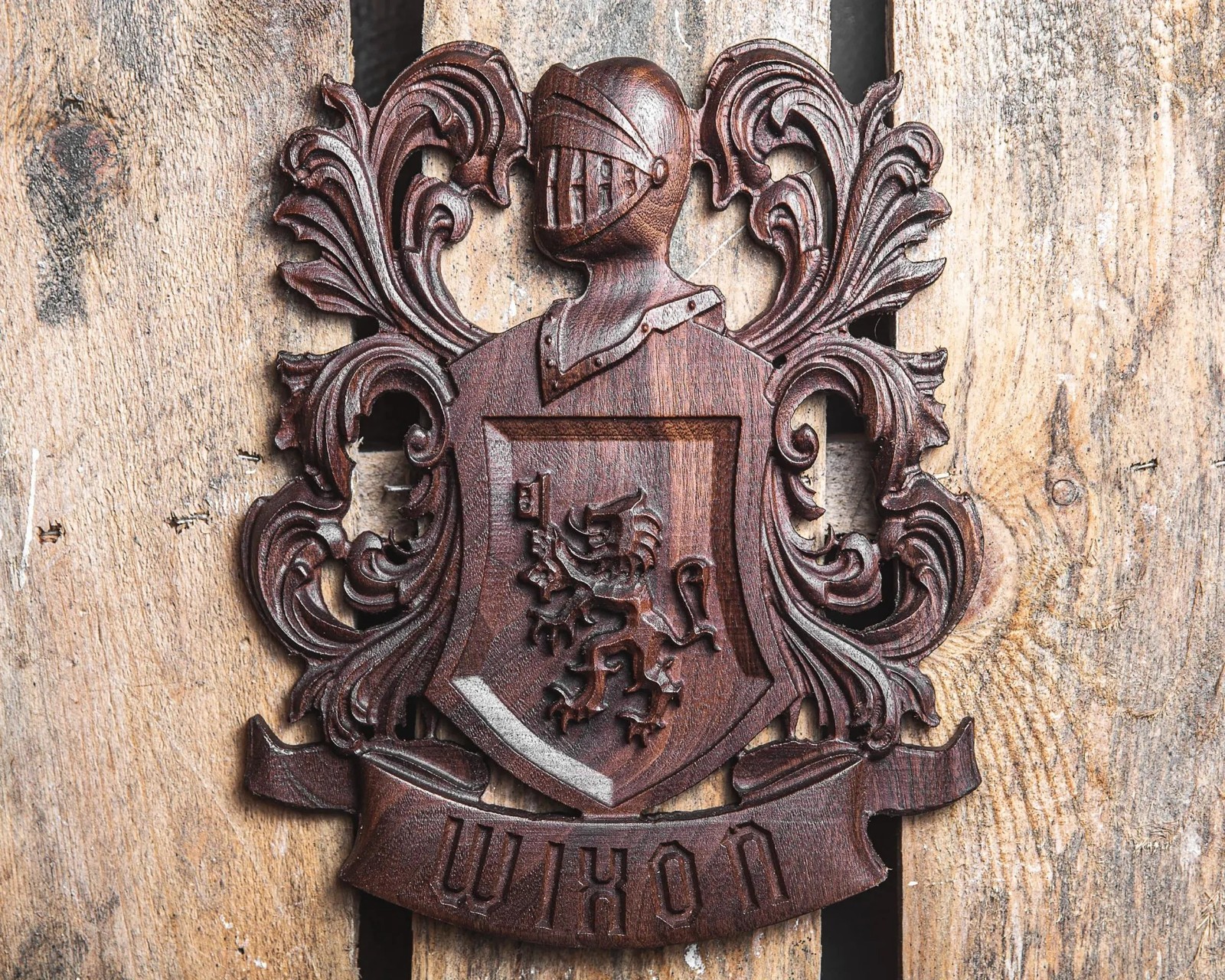 Custom Designer Carved Family Crest Personalized Coat of Arms Wooden Wall Decor