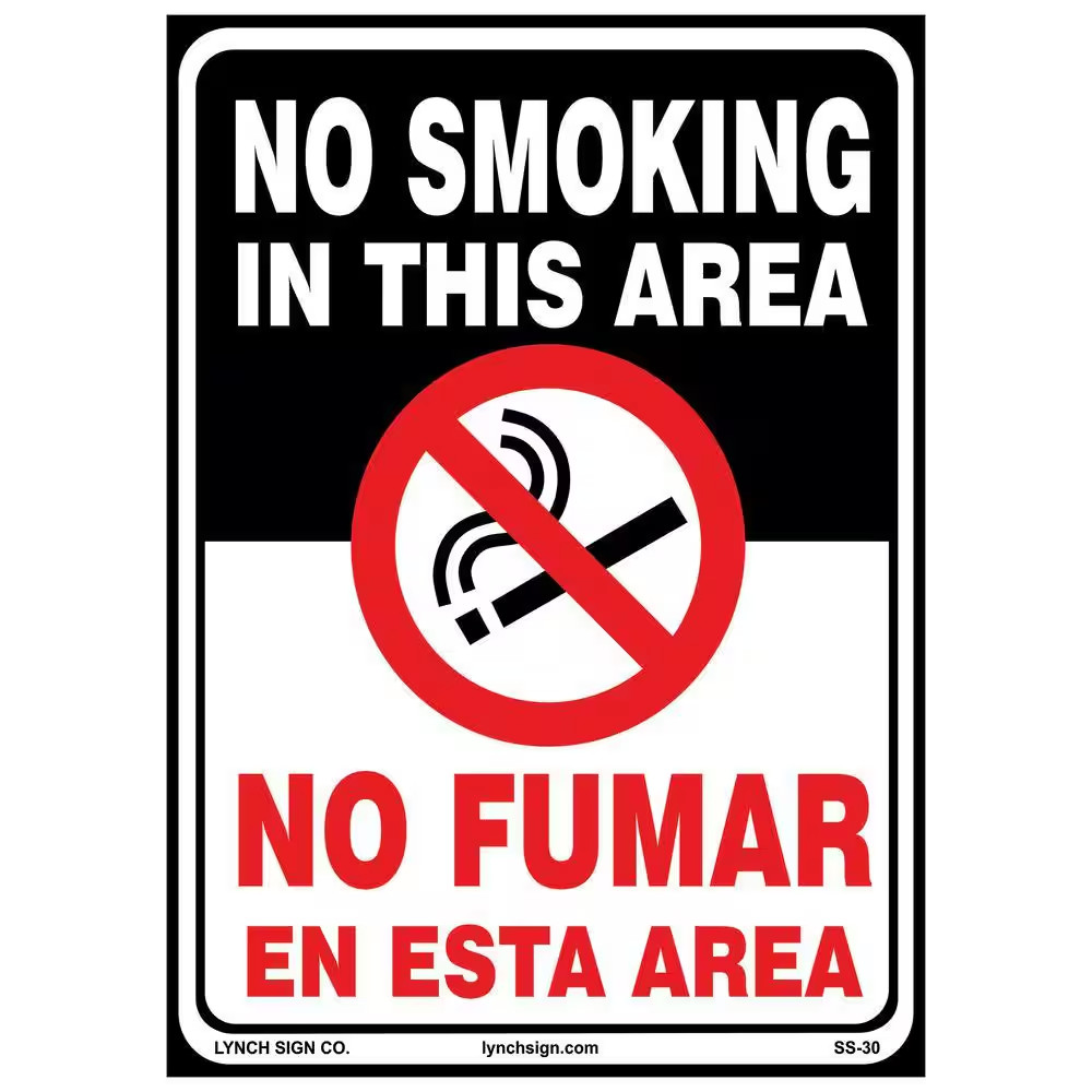 10 In. X 14 In. No Smoking Bilingual Sign Printed on More Durable Longer-Lasting