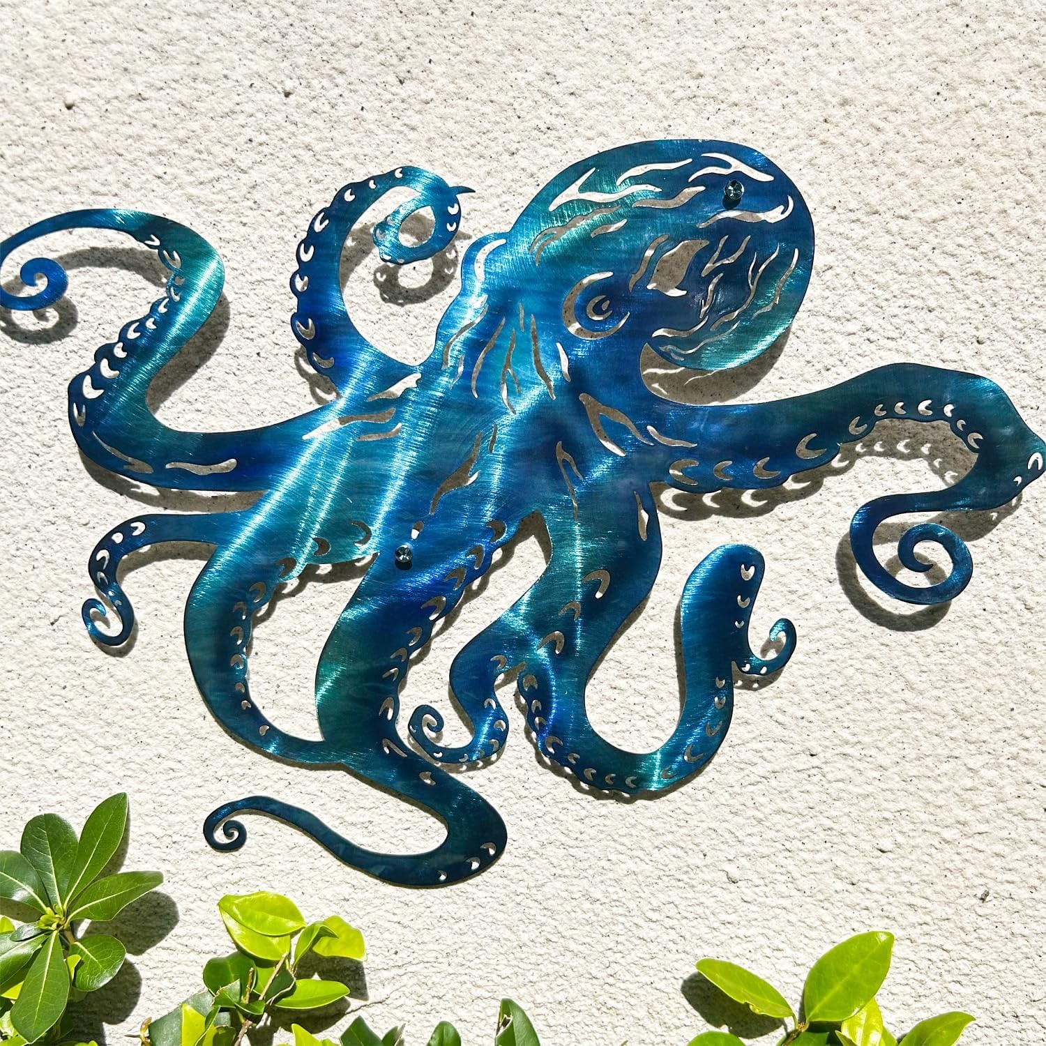Coastal Wall Art Octopus Metal Wall Sculptures, Ocean Beach Themed Metal Hang…