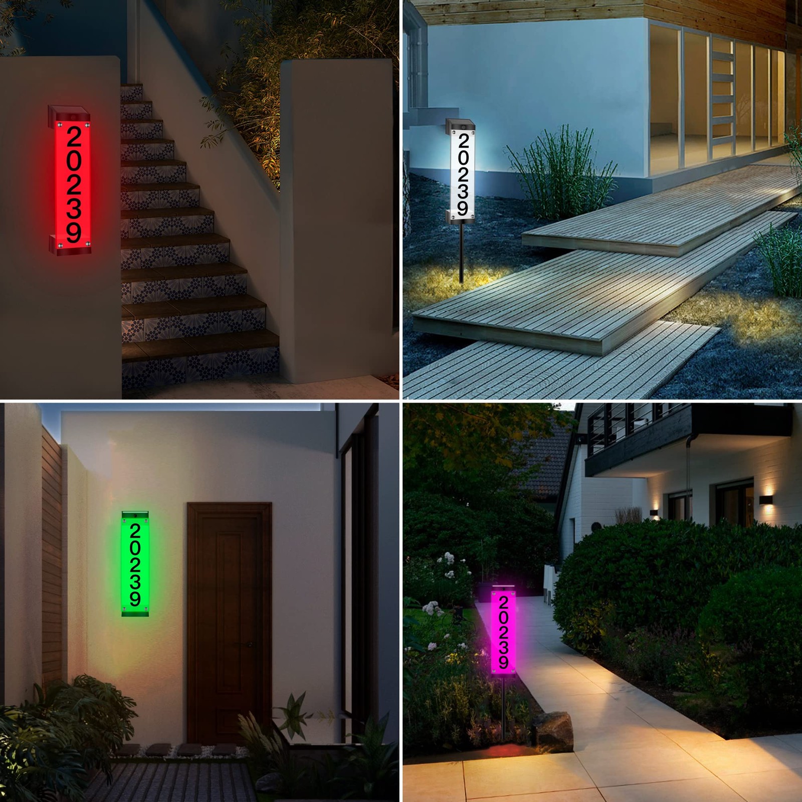 Solar House Numbers for Outside, GOSUNWEY Solar Address Signs for Yard with Stak