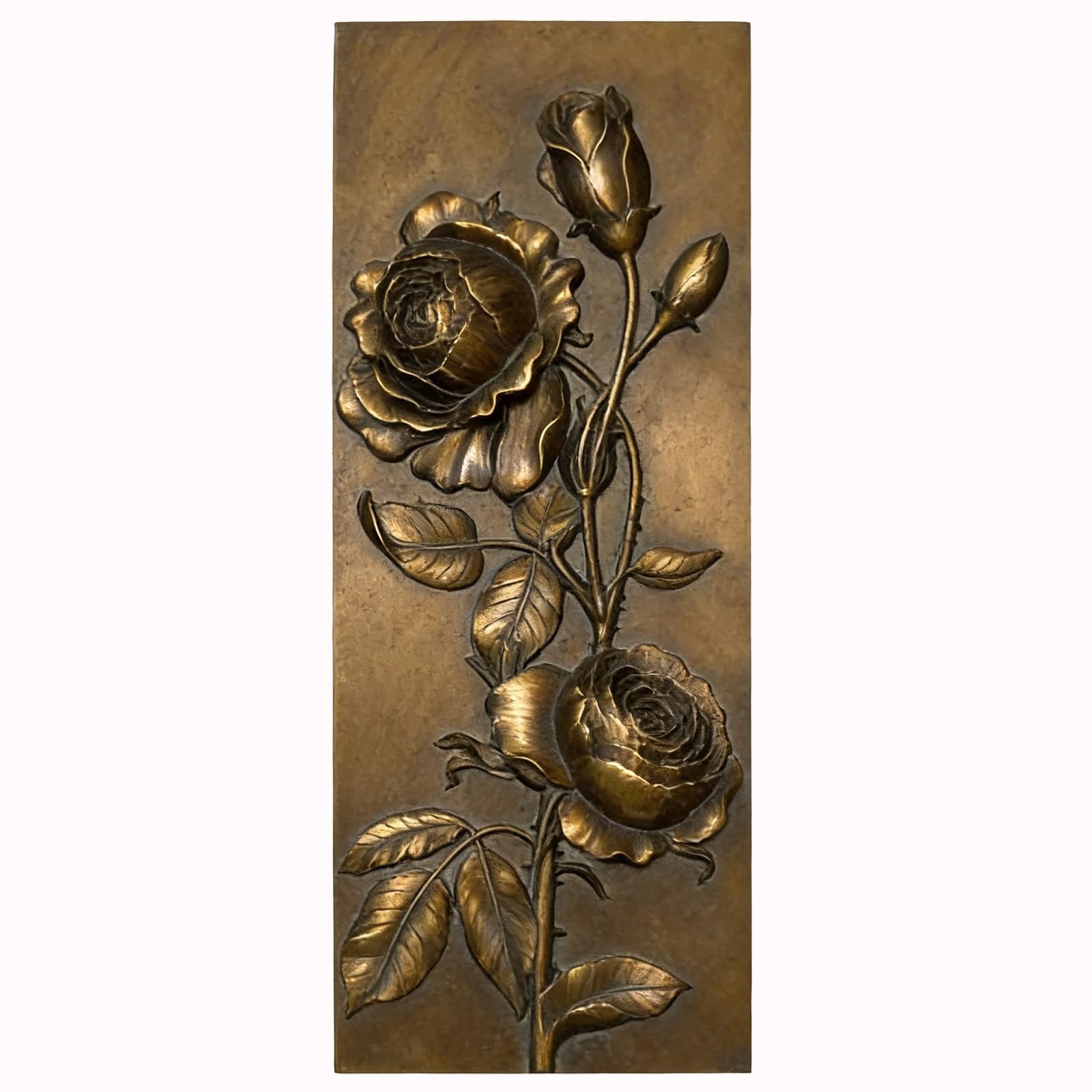 Vintage Floral Wall Sculpture – Antique Bronze Resin Art, Ornate Botanical Desig