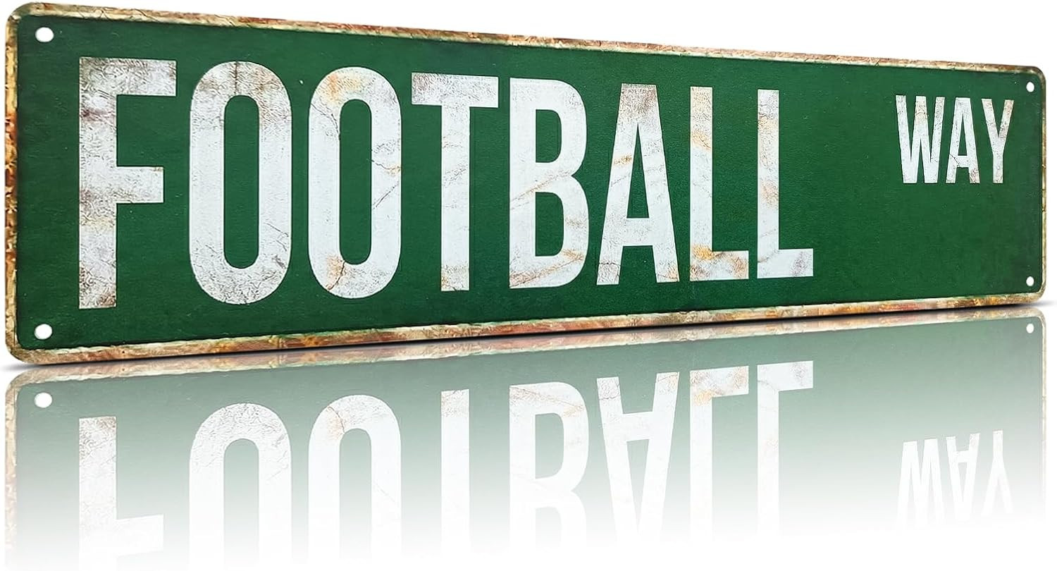 Vintage Football Way Street Sign – Rust-Free Aluminum Metal Decor for Boys Room,