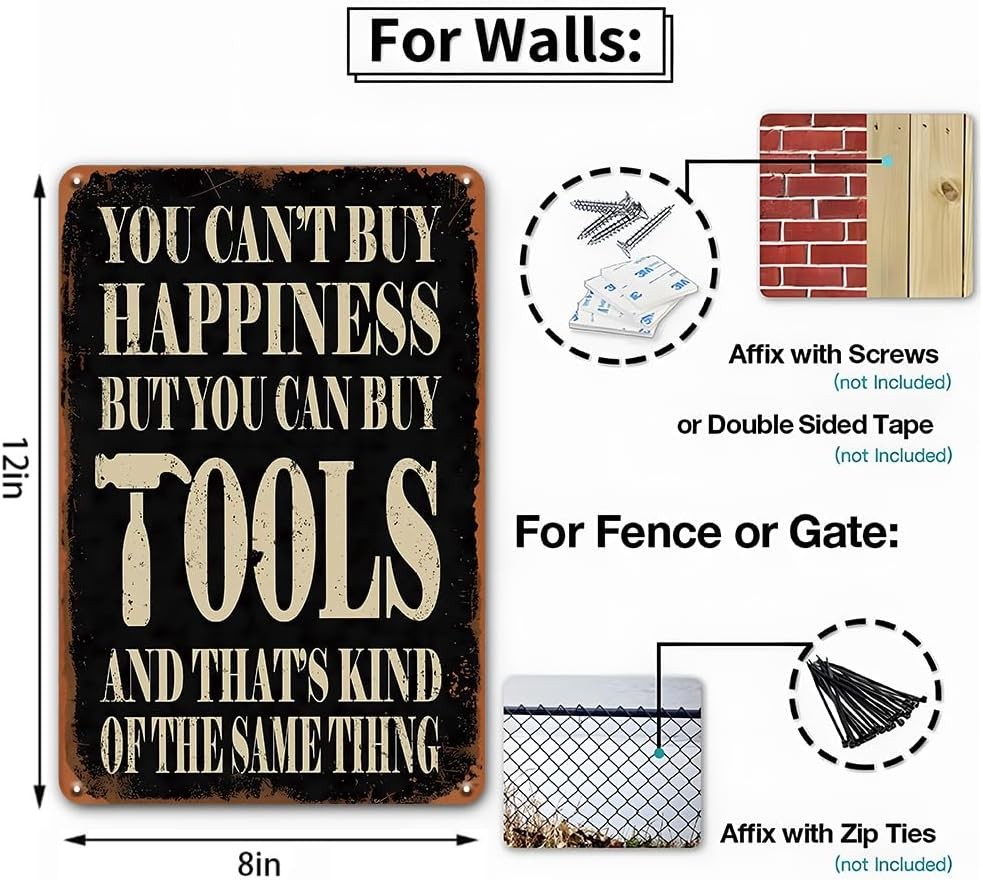 Funny Metal Garage Signs for Men – You Can Buy Tools Sign, Vintage Tin Signs for