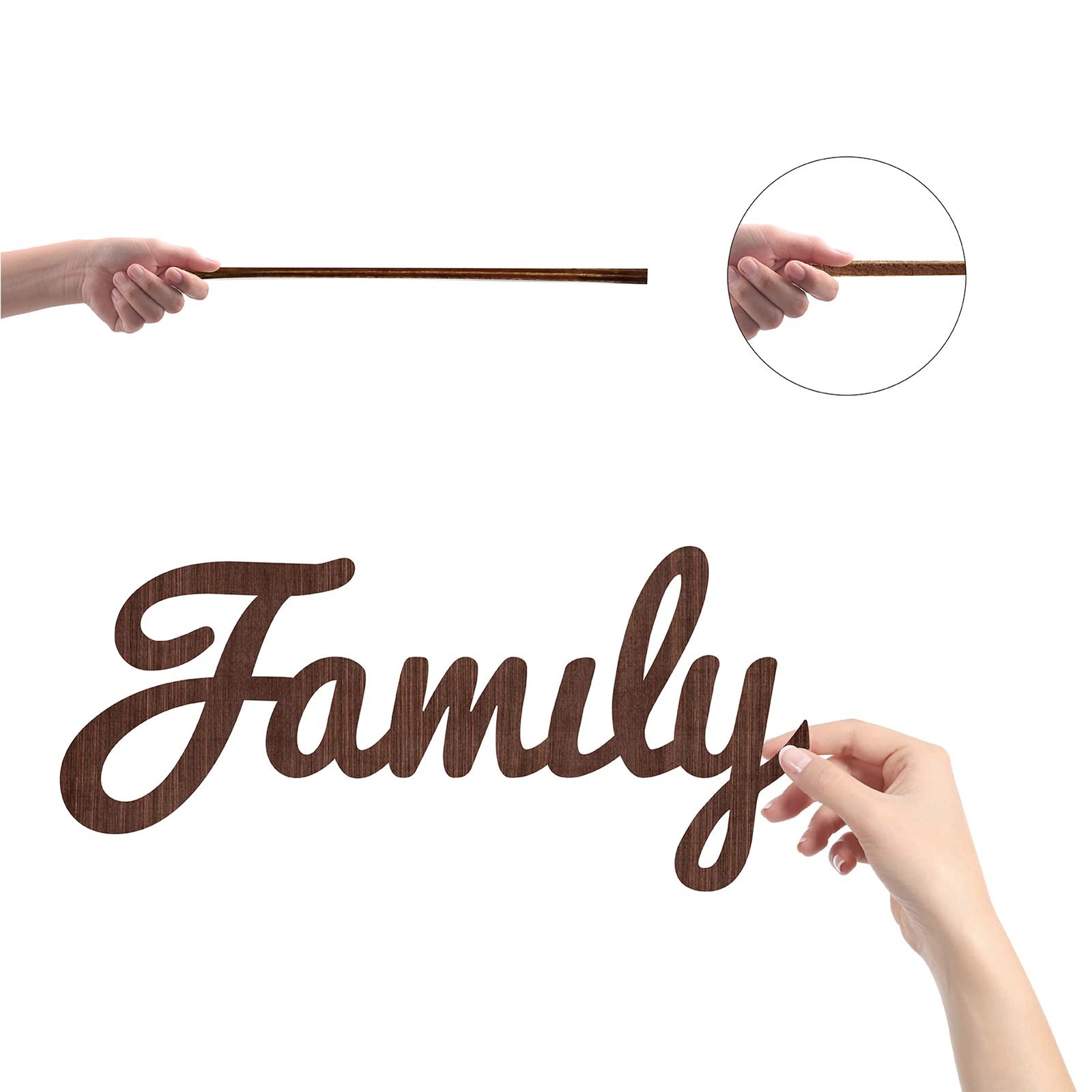 Cutout Sign Family Letter Wooden Wall Art Decor Wood Word Sculpture Signs Rus…