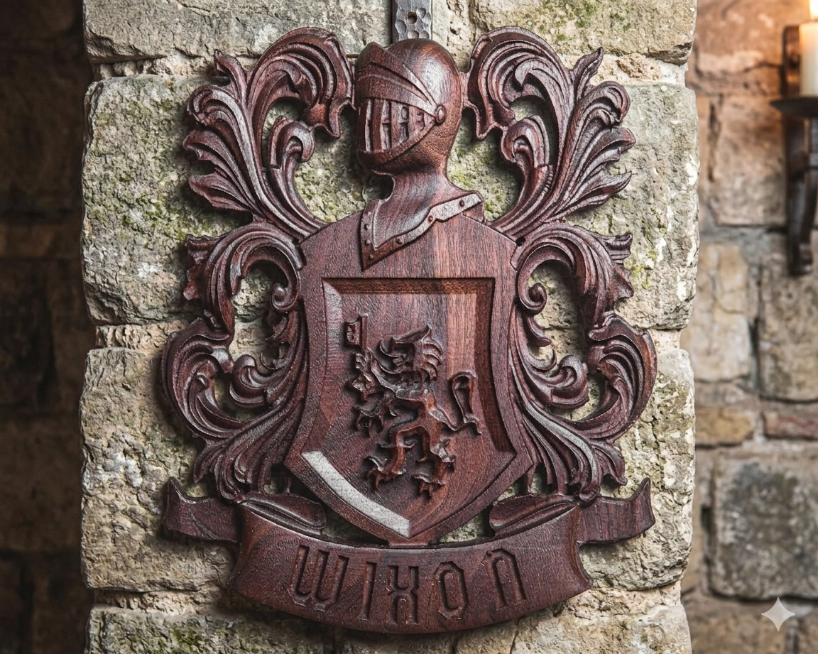 Custom Designer Carved Family Crest Personalized Coat of Arms Wooden Wall Decor