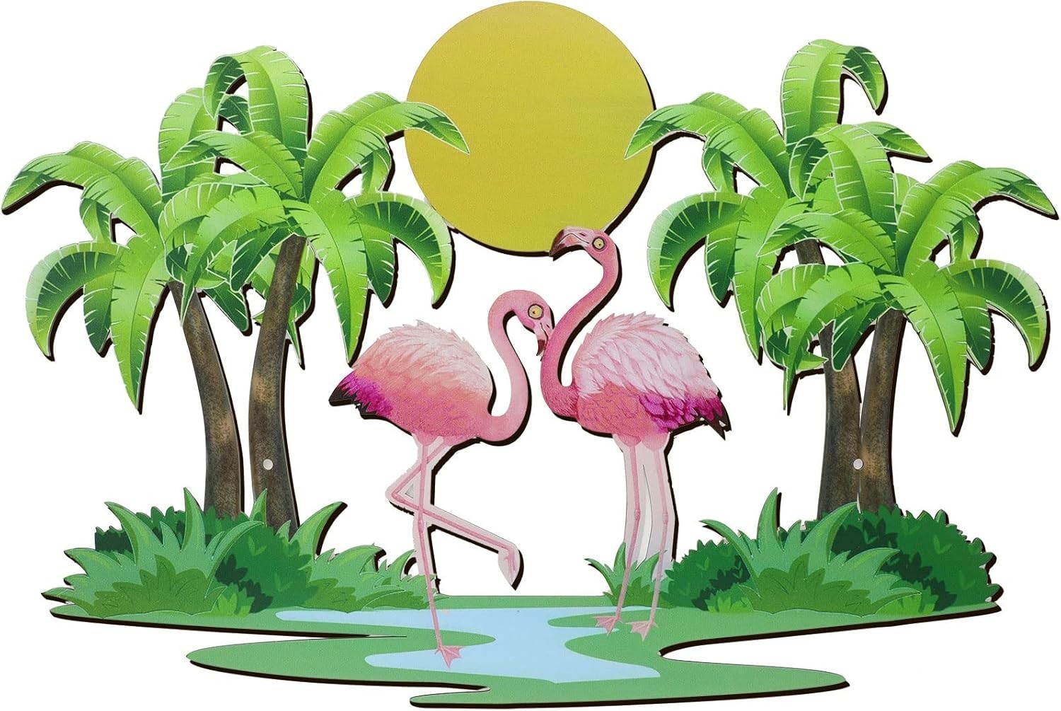 Metal Flamingo Palm Tree Wall Art Tropical Outdoor Patio Porch Decor